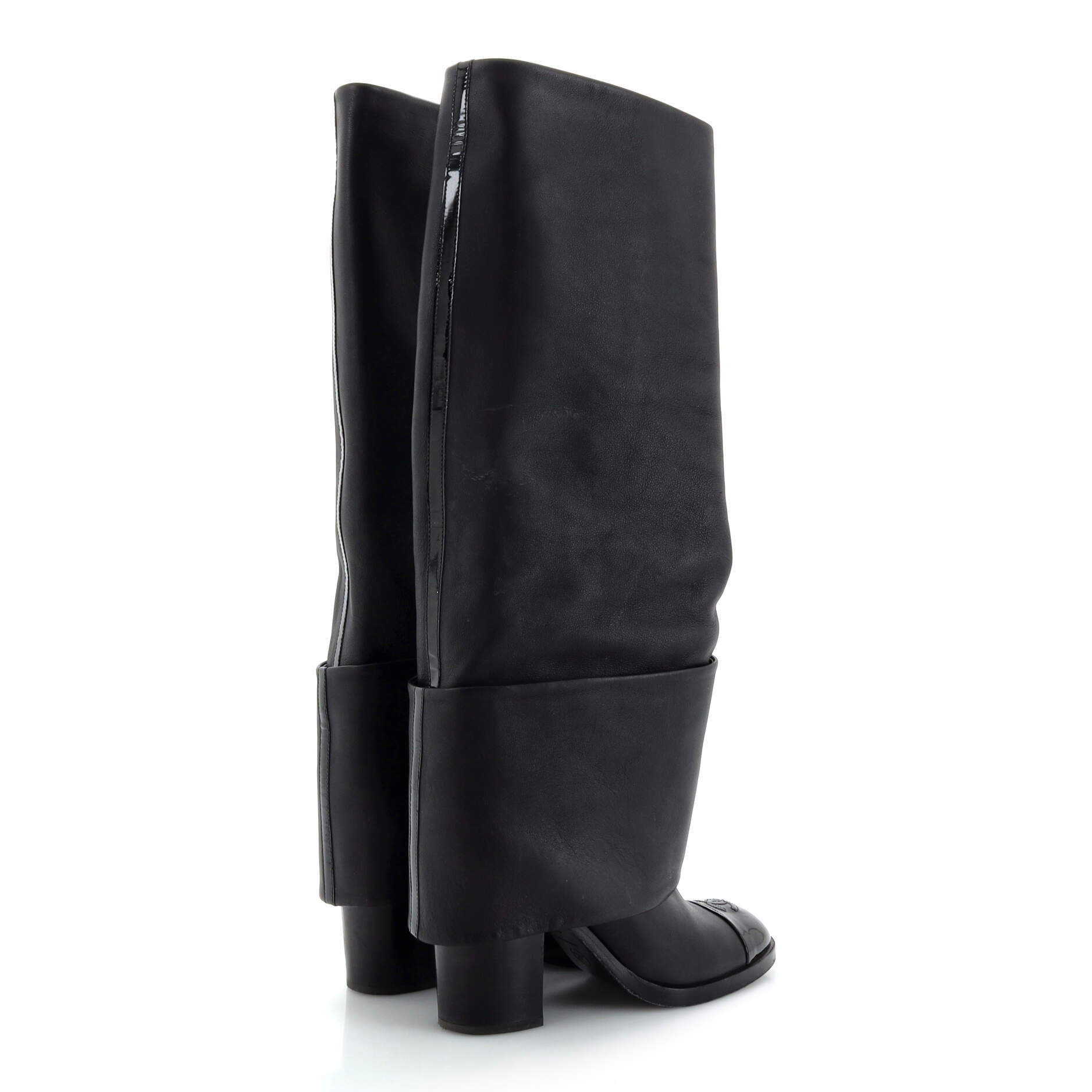 Women's Cap Toe Boots Leather with Patent