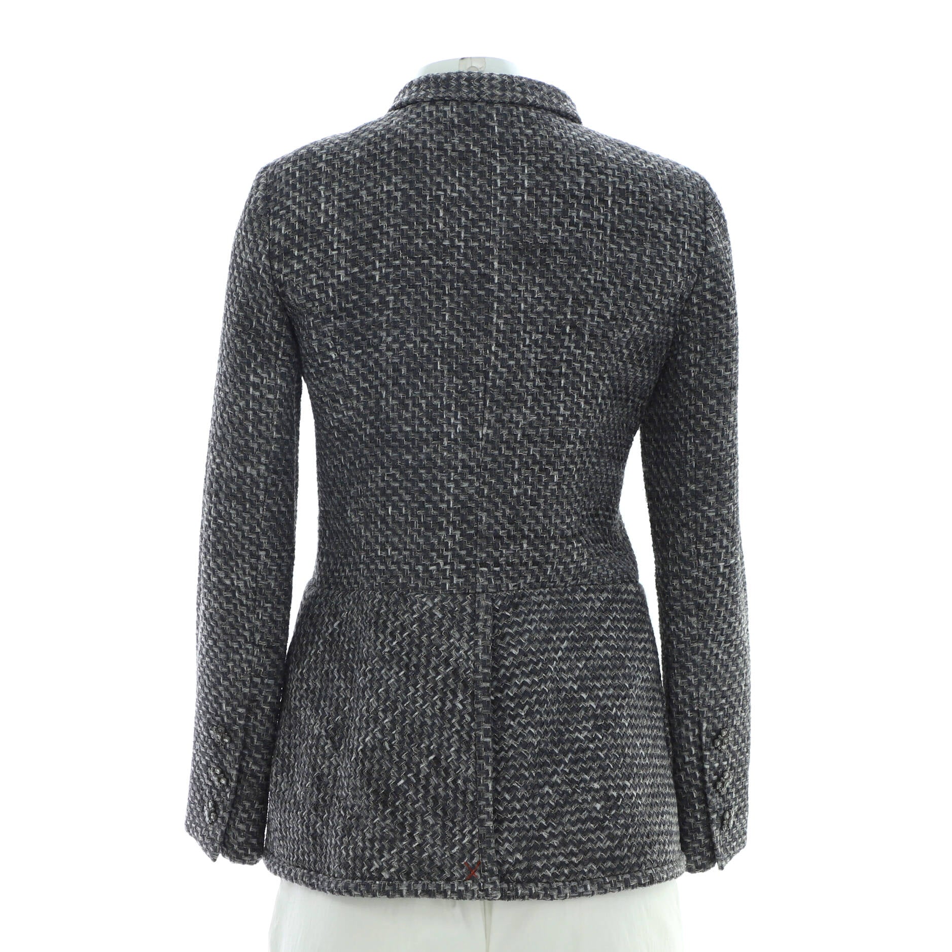 Women's Two Pocket Stand Collar Jacket Tweed
