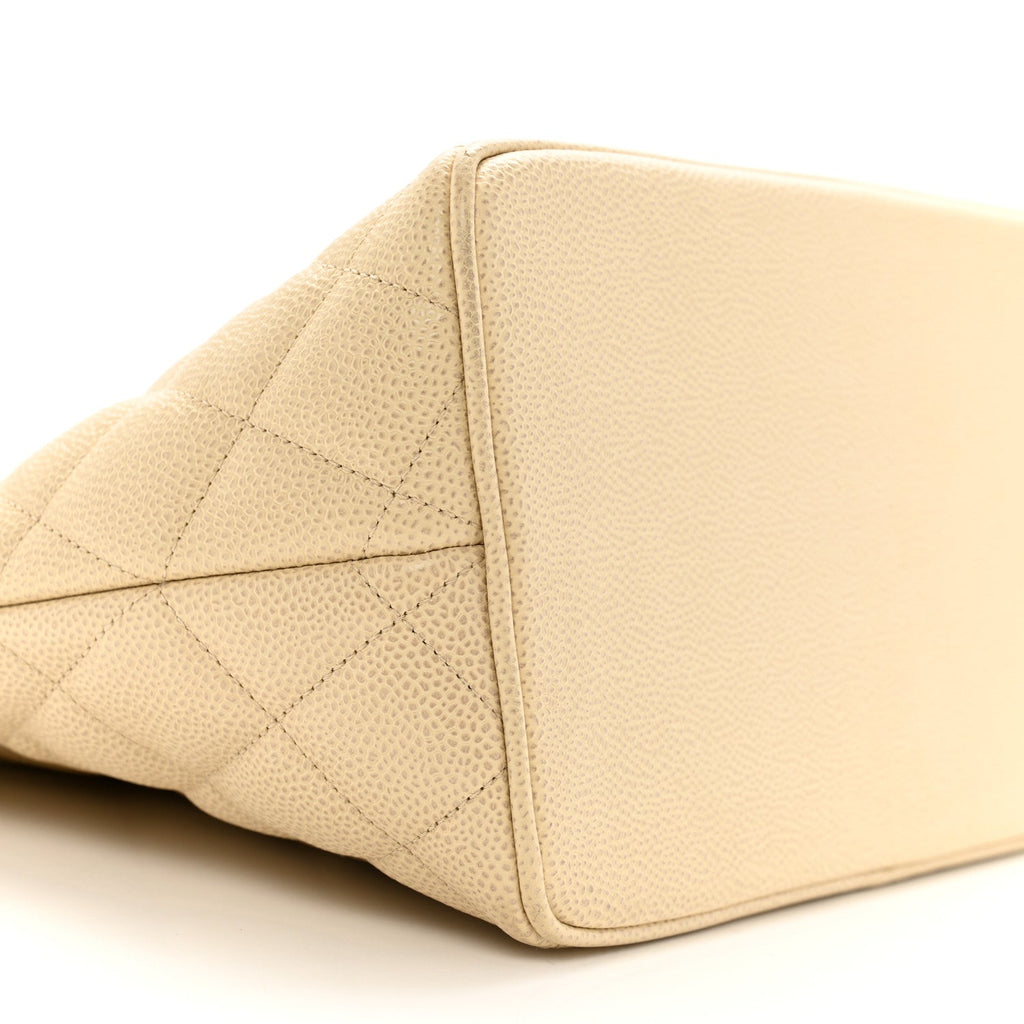 Caviar Quilted Medallion Tote Light Beige