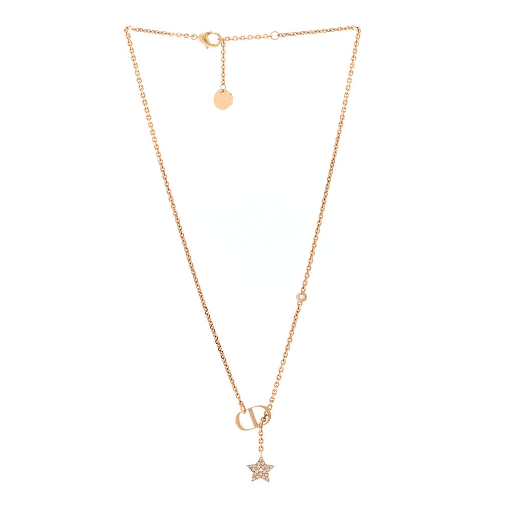 Metal Crystal Petit CD Necklace Rose Gold