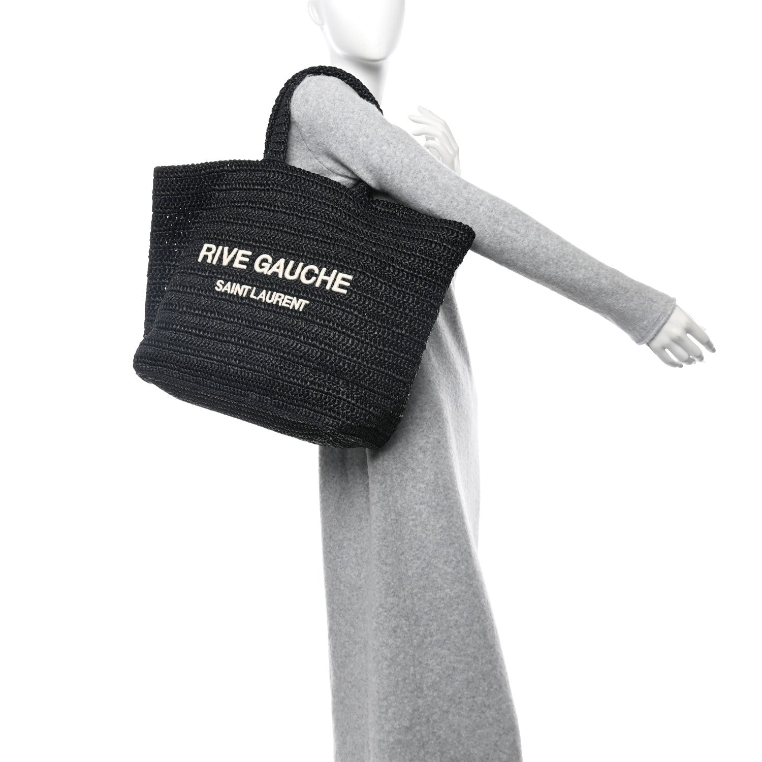 Raffia Rive Gauche Tote Black