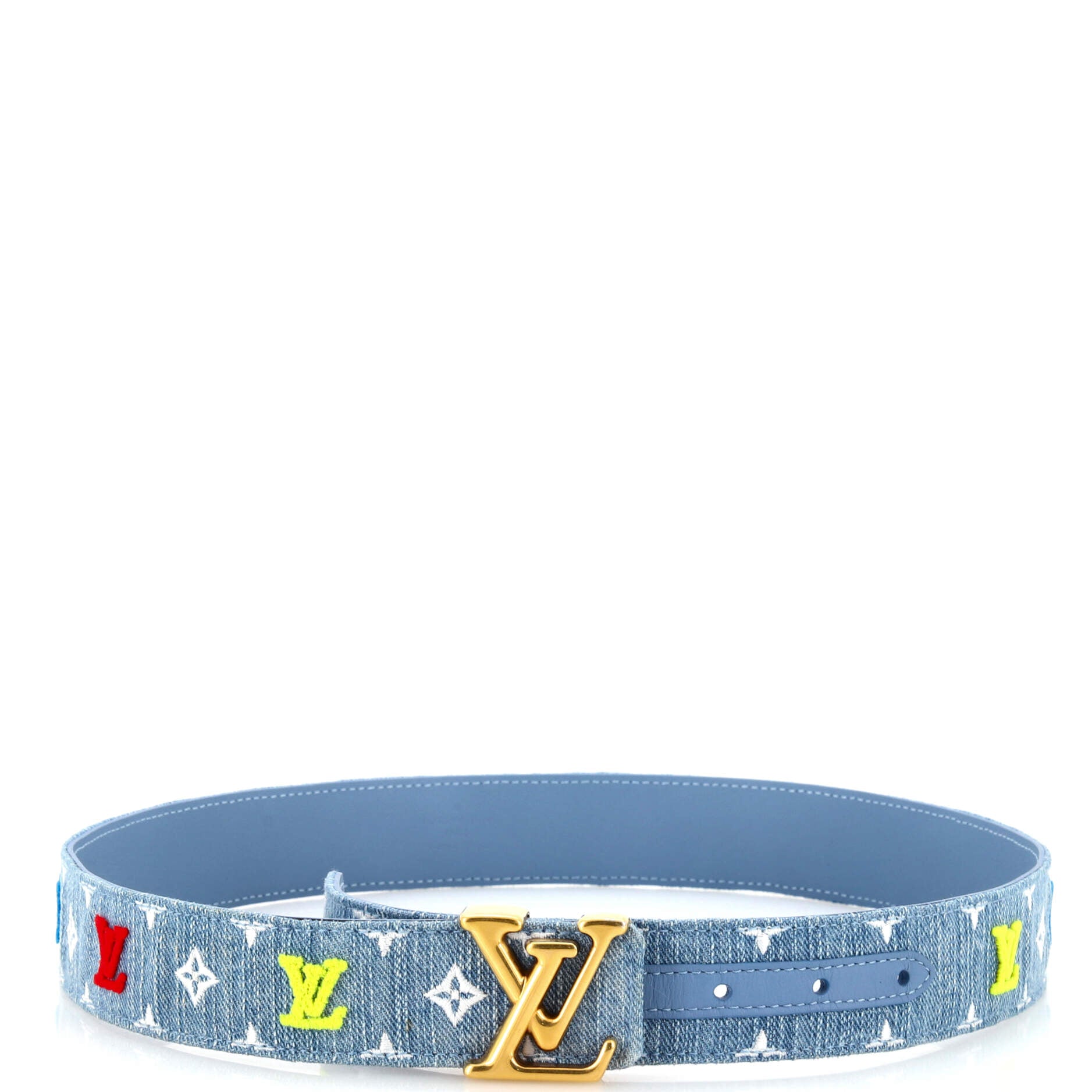 New Wave Belt Monogram Embroidered Denim Medium 95
