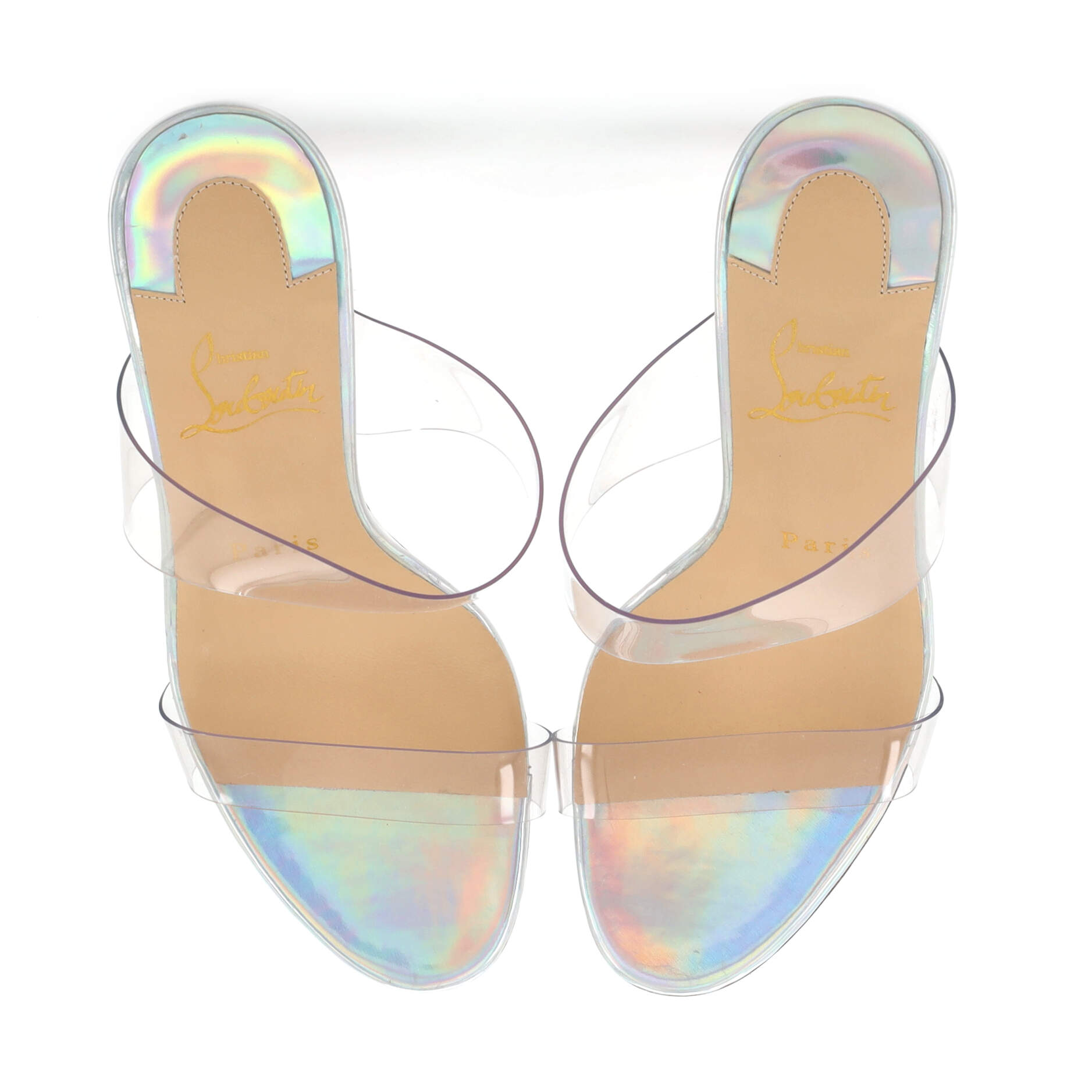 Just Nothing Mule Heeled Sandals PVC and Patent 85