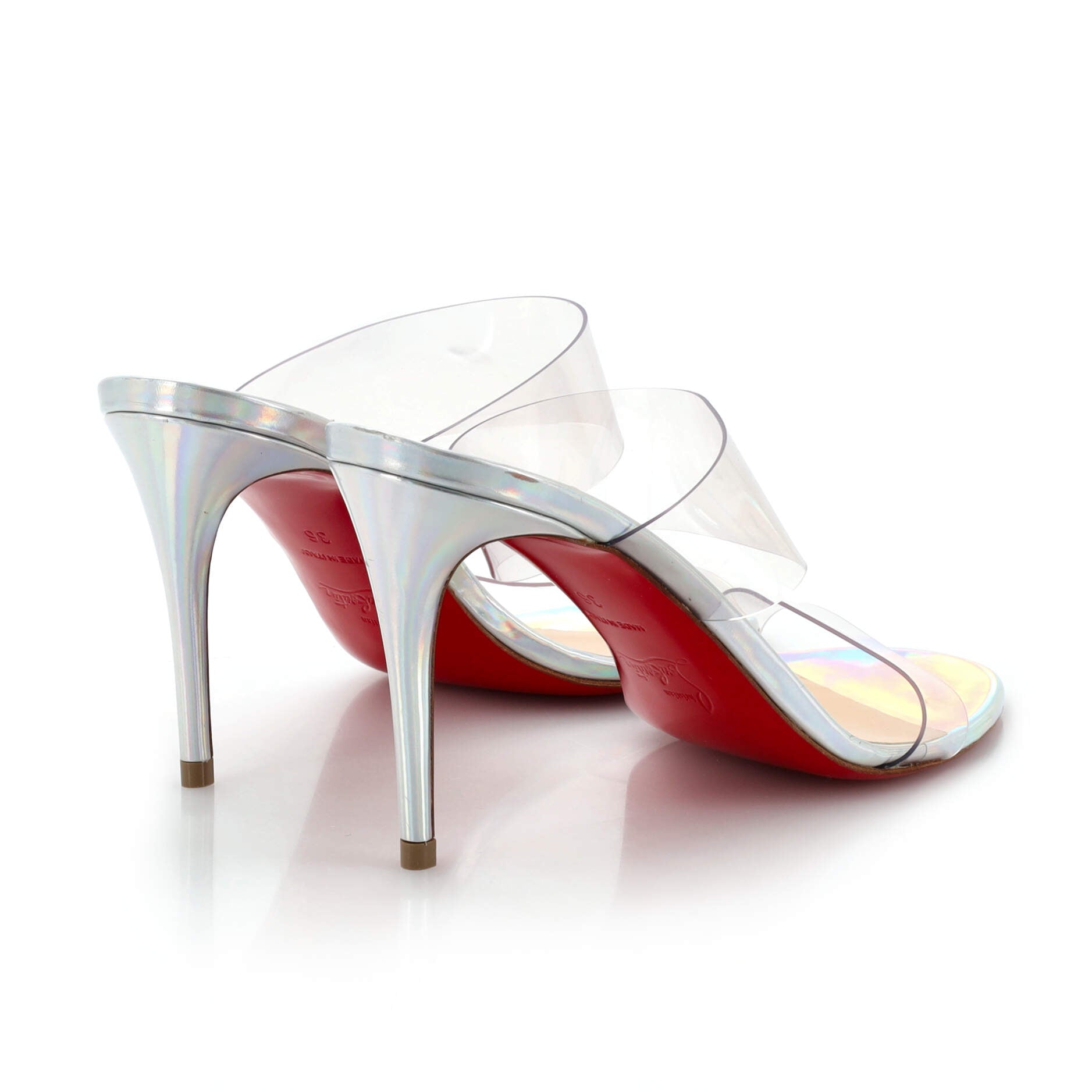 Just Nothing Mule Heeled Sandals PVC and Patent 85