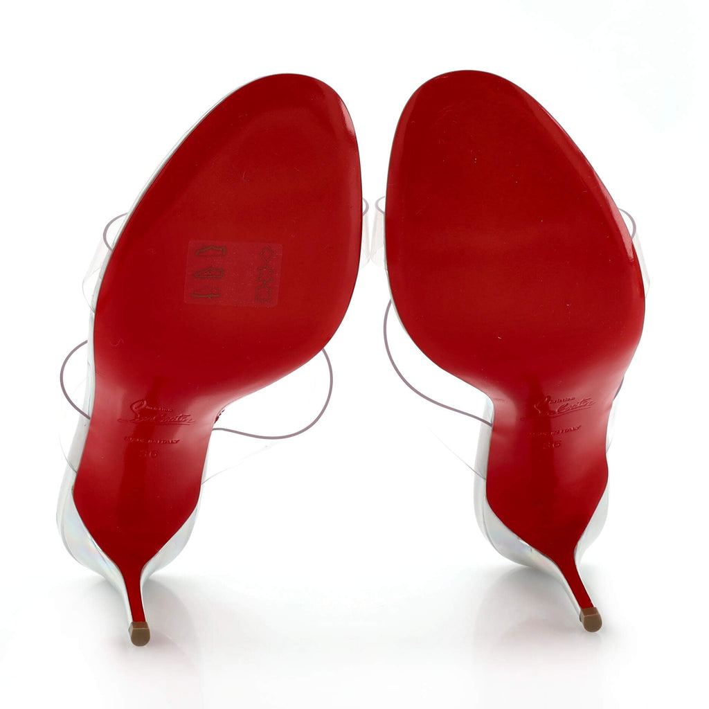 Just Nothing Mule Heeled Sandals PVC and Patent 85