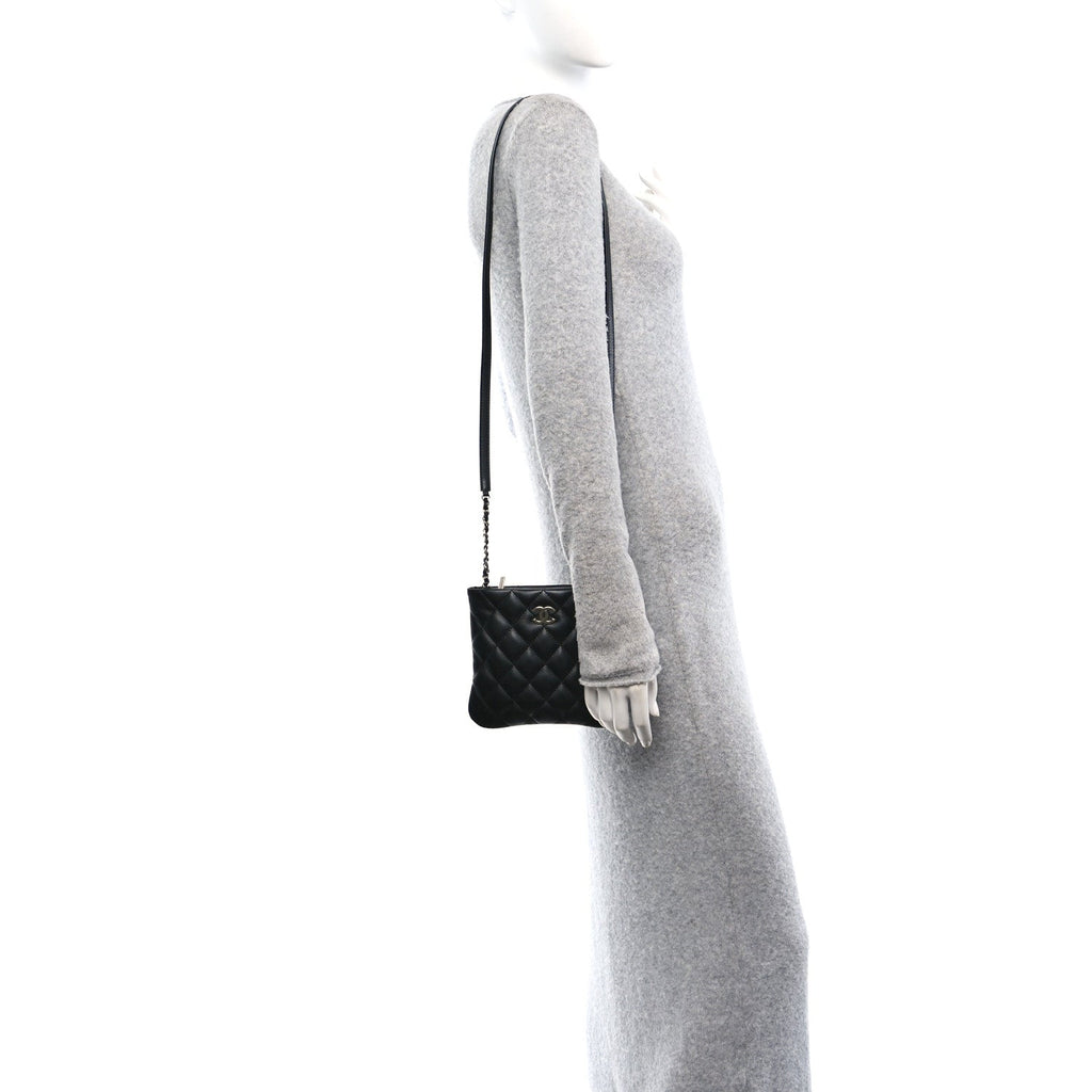 Lambskin Quilted Crossbody Bag Black