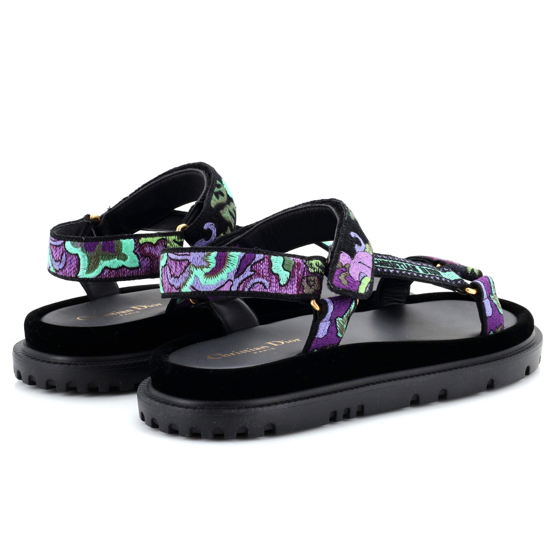 Women's D-Wave Sandals Leather with Embroidered Canvas