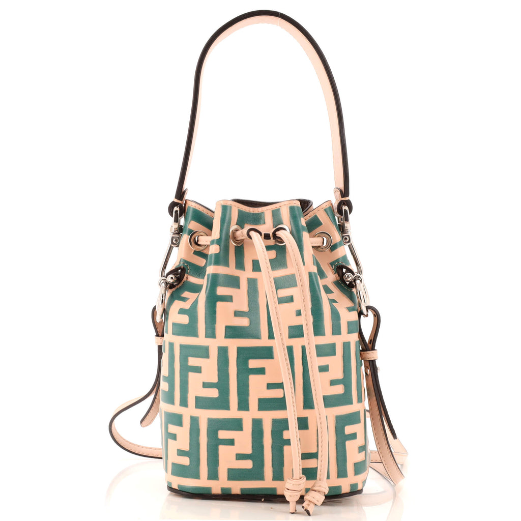 Mon Tresor Bucket Bag Zucca Embossed Leather Mini