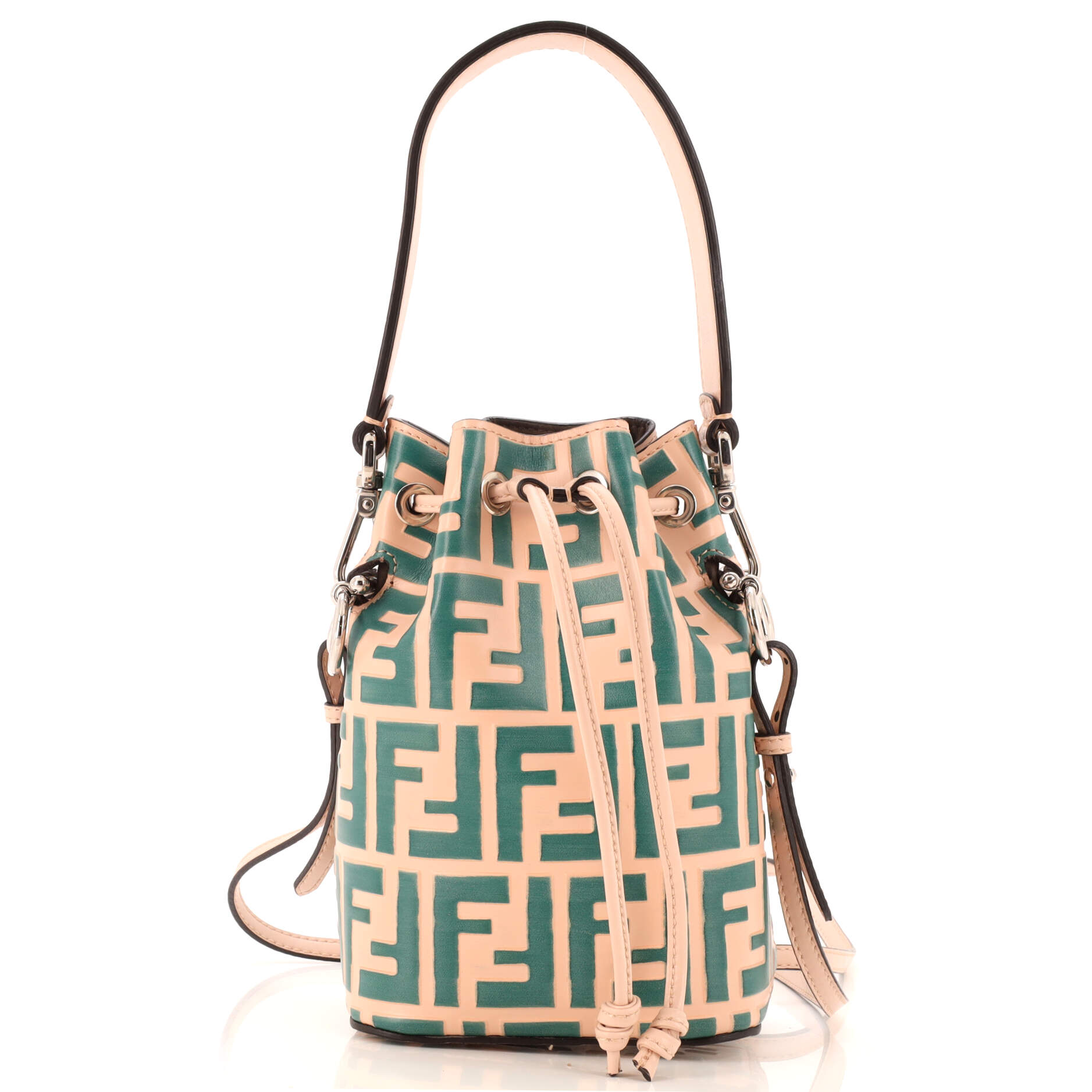 Mon Tresor Bucket Bag Zucca Embossed Leather Mini