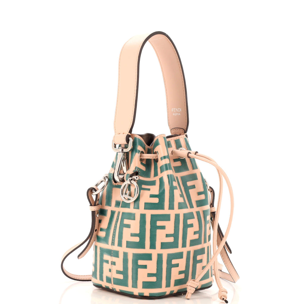 Mon Tresor Bucket Bag Zucca Embossed Leather Mini