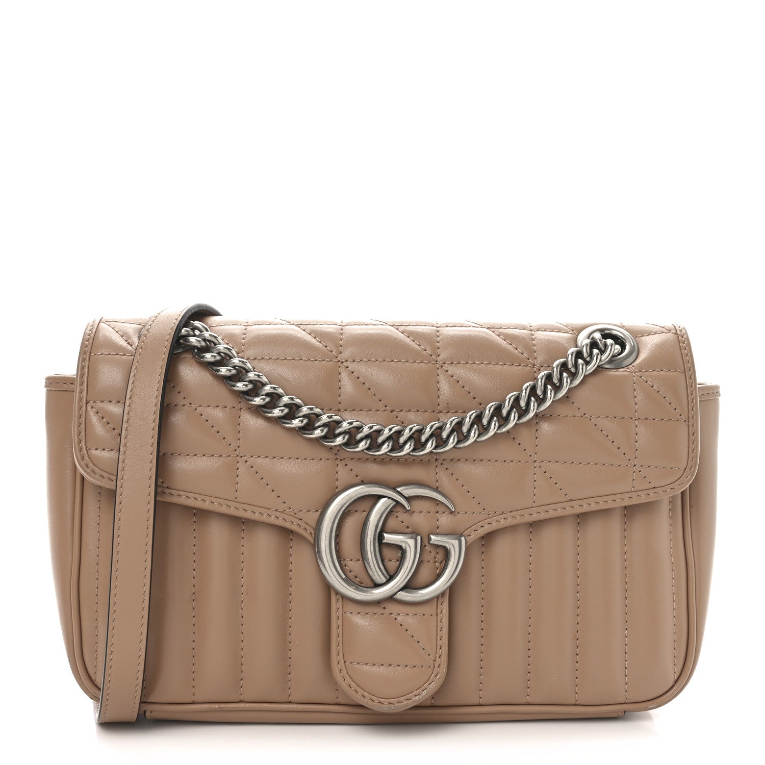 Calfskin Matelasse Aria Small GG Marmont Shoulder Bag Camelia