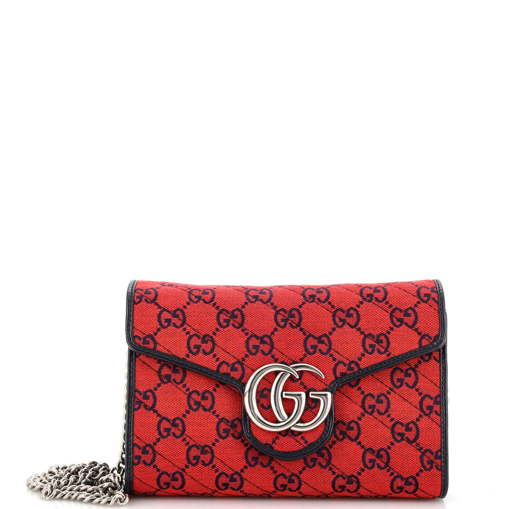 GG Marmont Chain Wallet Diagonal Quilted GG Canvas Mini