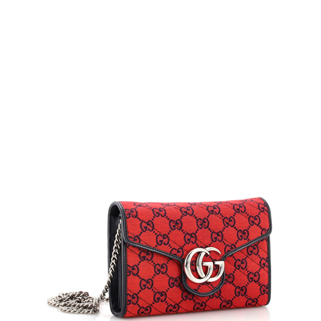 GG Marmont Chain Wallet Diagonal Quilted GG Canvas Mini