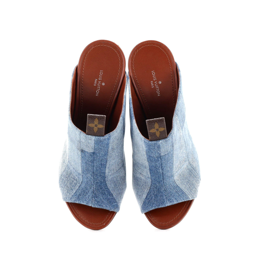 Women's Silhouette Mules Damier and Monogram Patchwork Denim