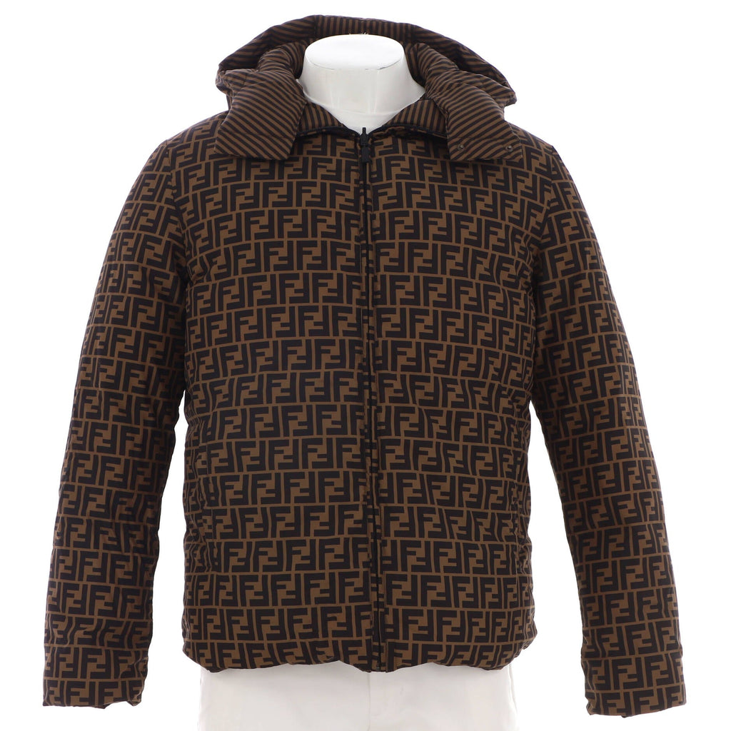 Men's Reversible Puffer Jacket Zucca and Pequin Polyester with Down