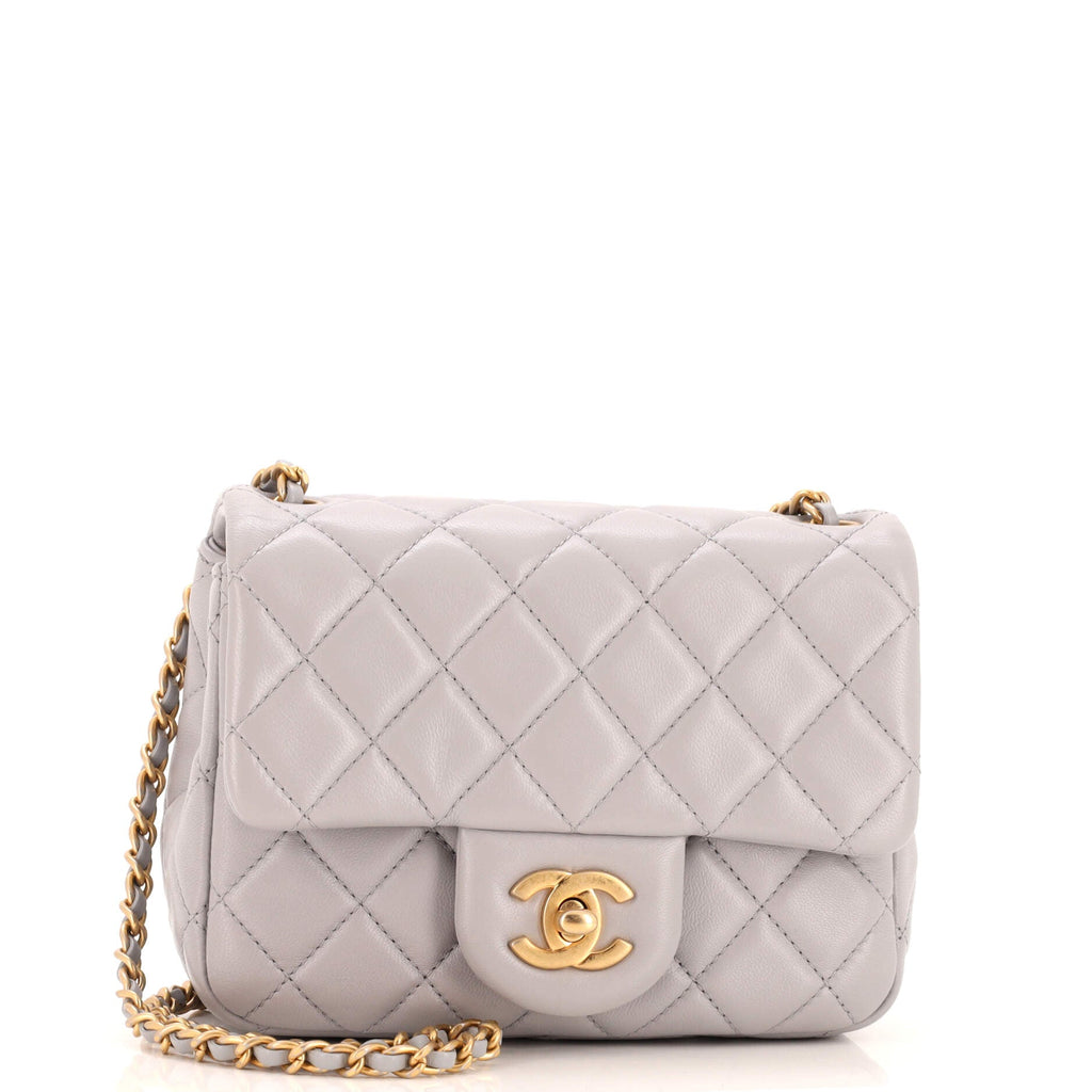 Pearl Crush Square Flap Bag Quilted Lambskin Mini