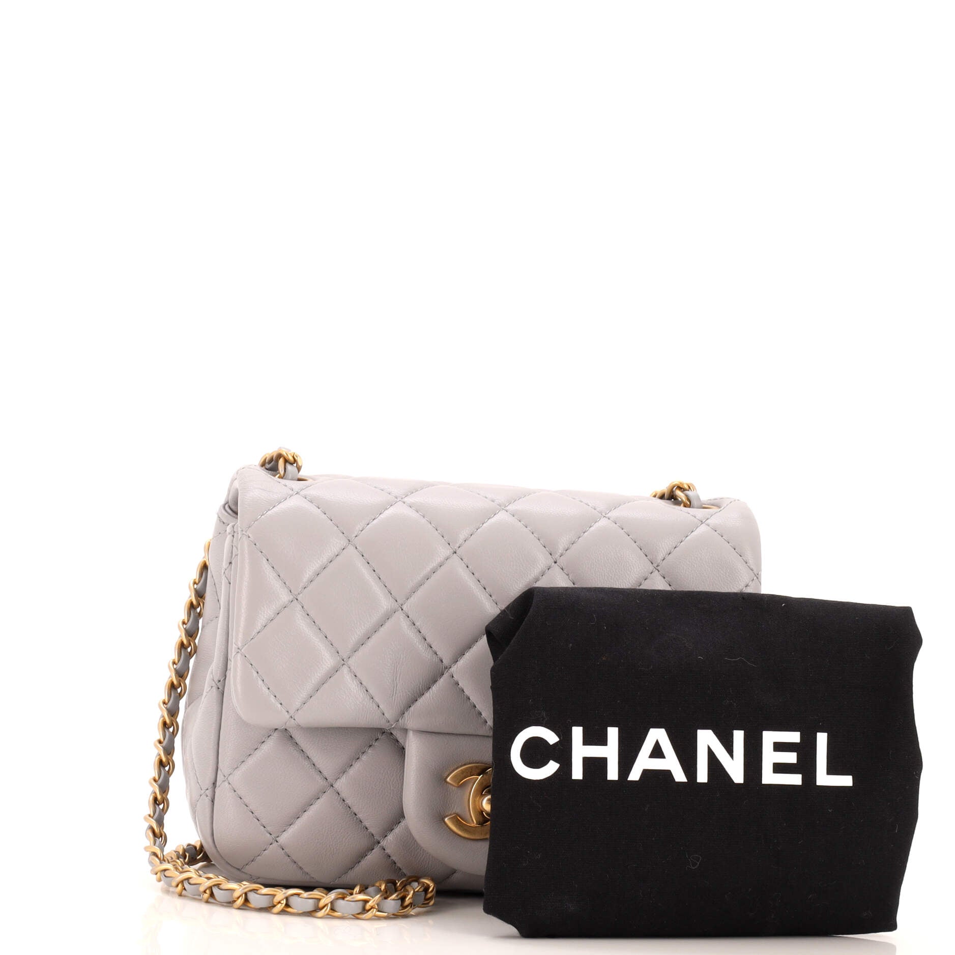Pearl Crush Square Flap Bag Quilted Lambskin Mini
