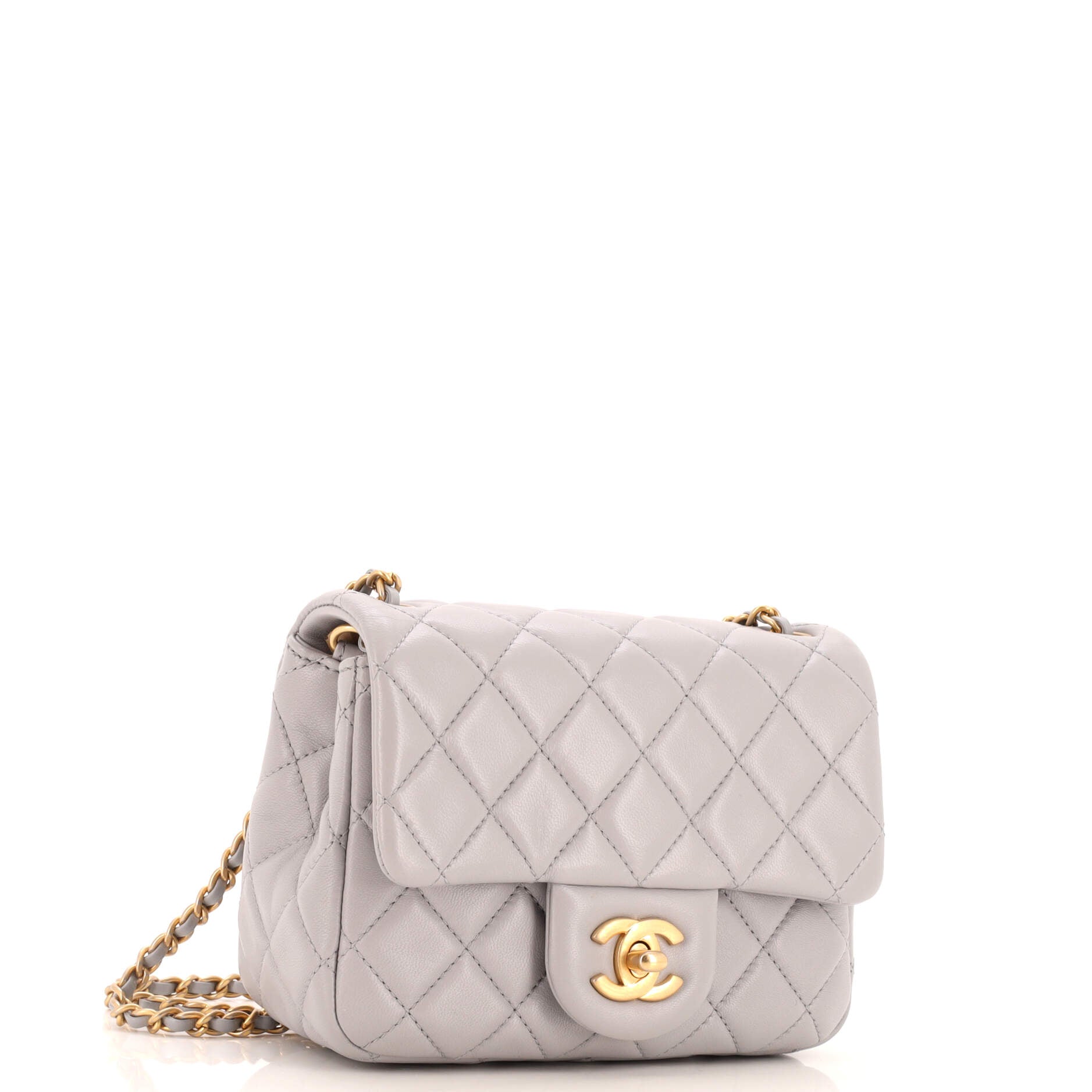 Pearl Crush Square Flap Bag Quilted Lambskin Mini