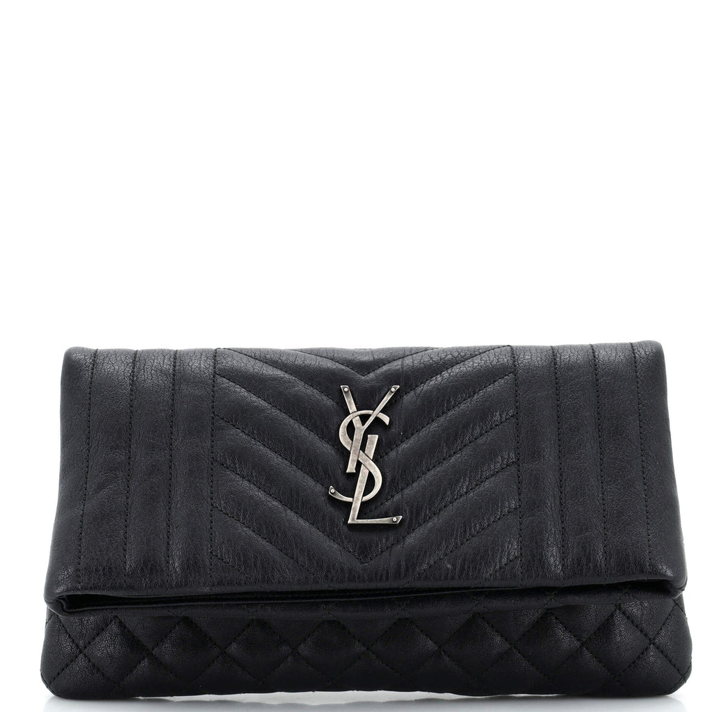 Classic Monogram Fold Over Clutch Mixed Matelasse Leather