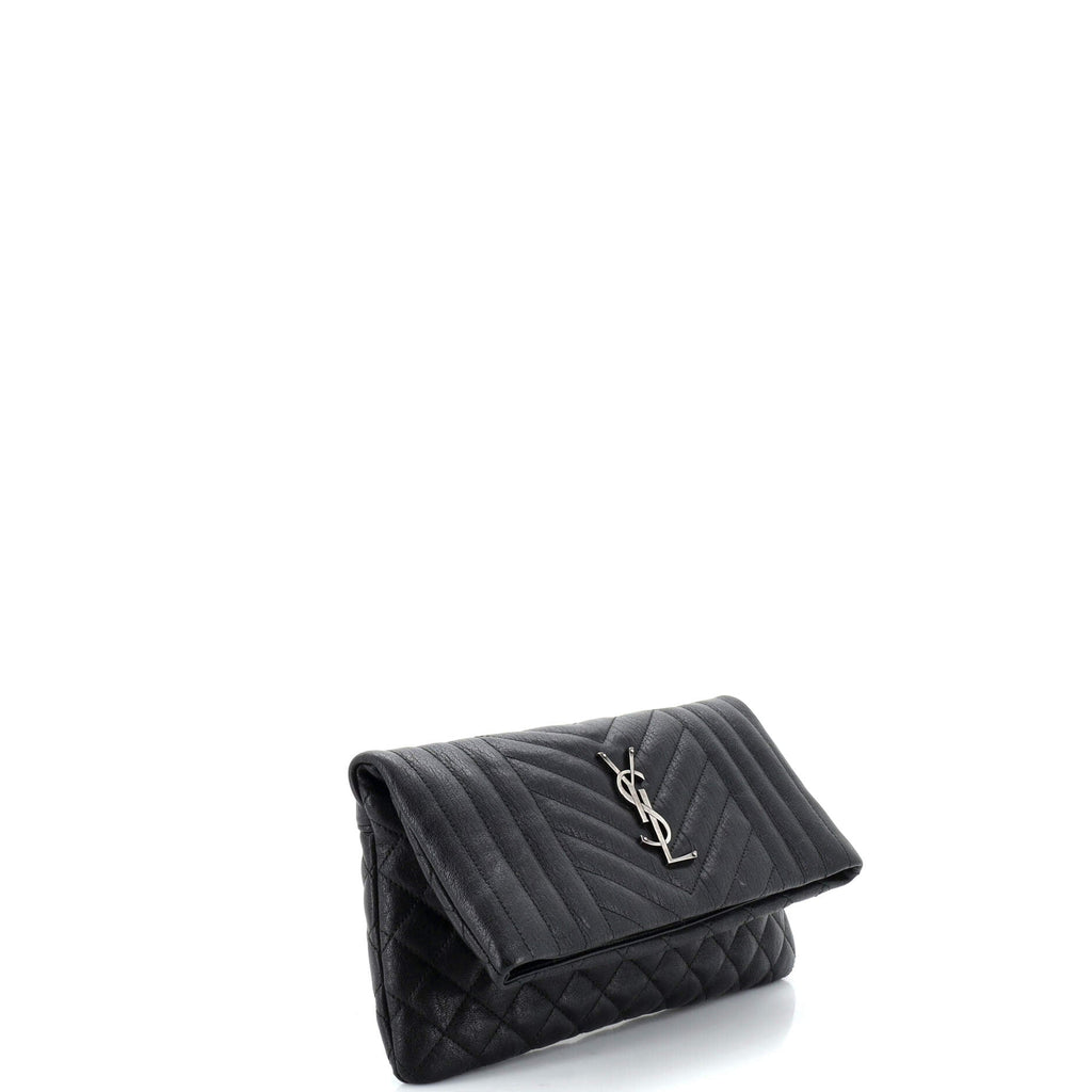 Classic Monogram Fold Over Clutch Mixed Matelasse Leather