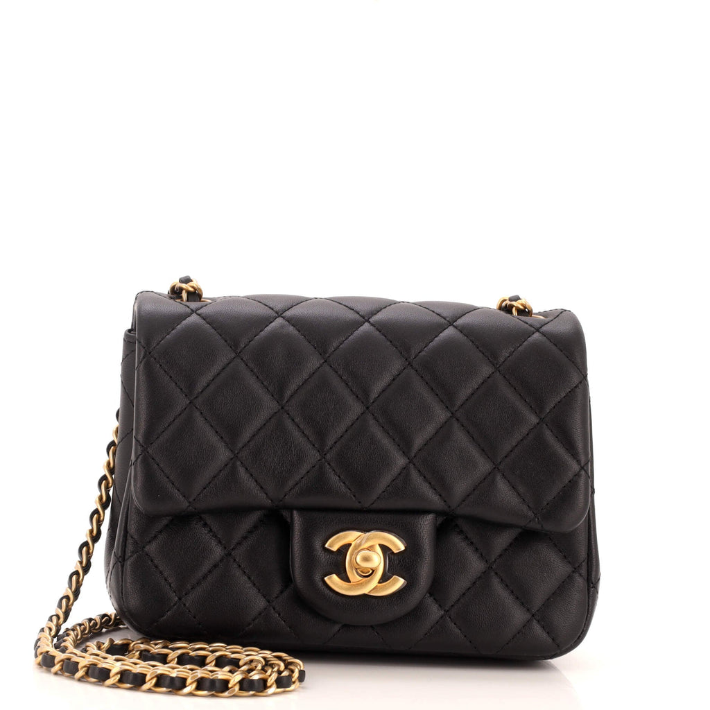 Pearl Crush Square Flap Bag Quilted Lambskin Mini