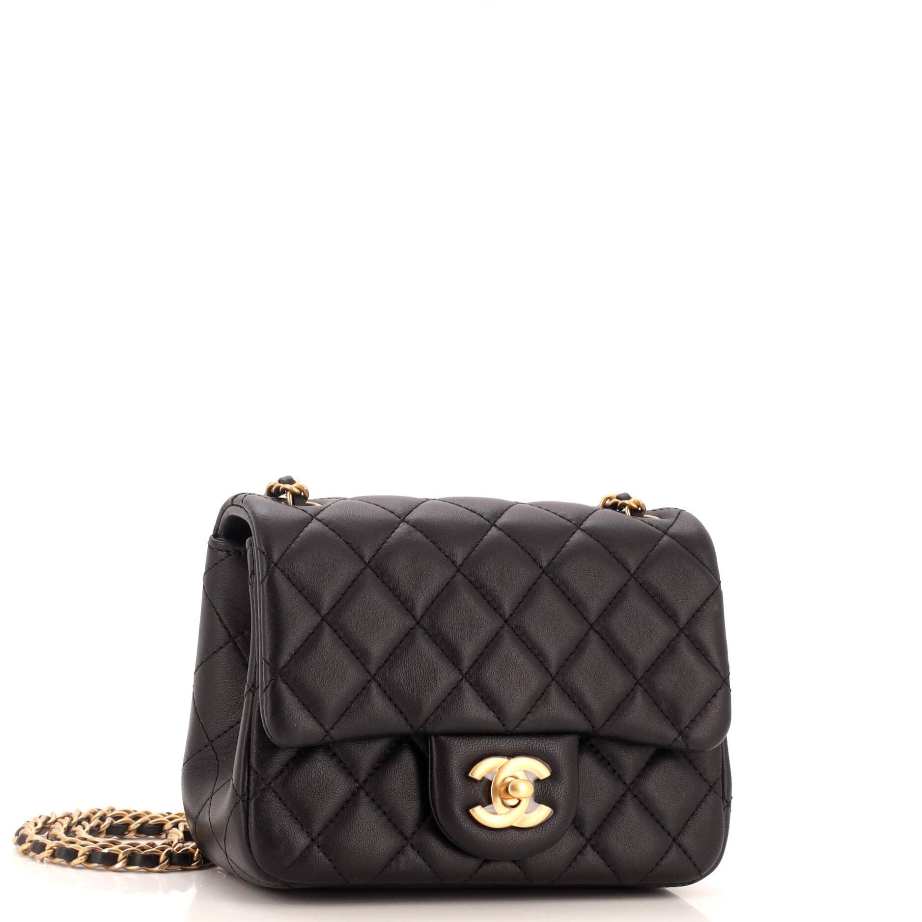 Pearl Crush Square Flap Bag Quilted Lambskin Mini