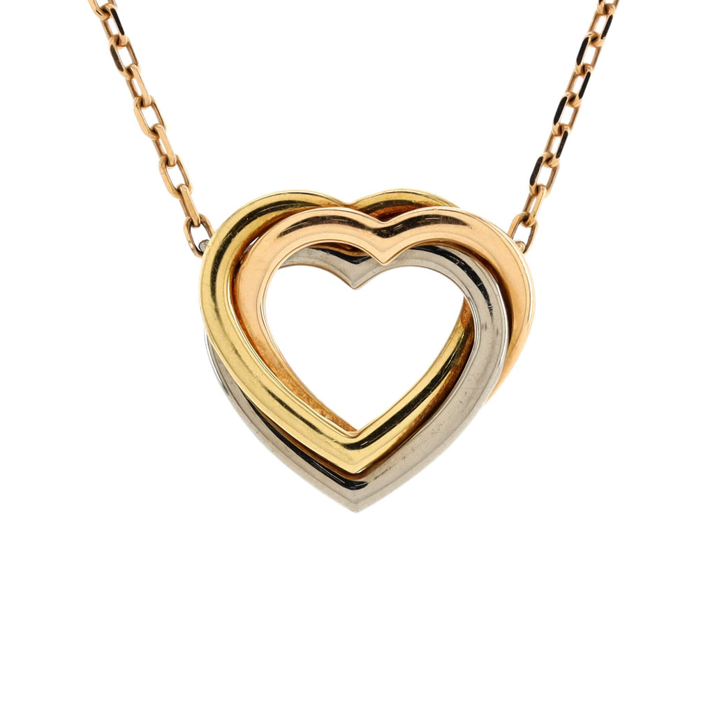 Trinity Heart Pendant Necklace 18K Tricolor Gold