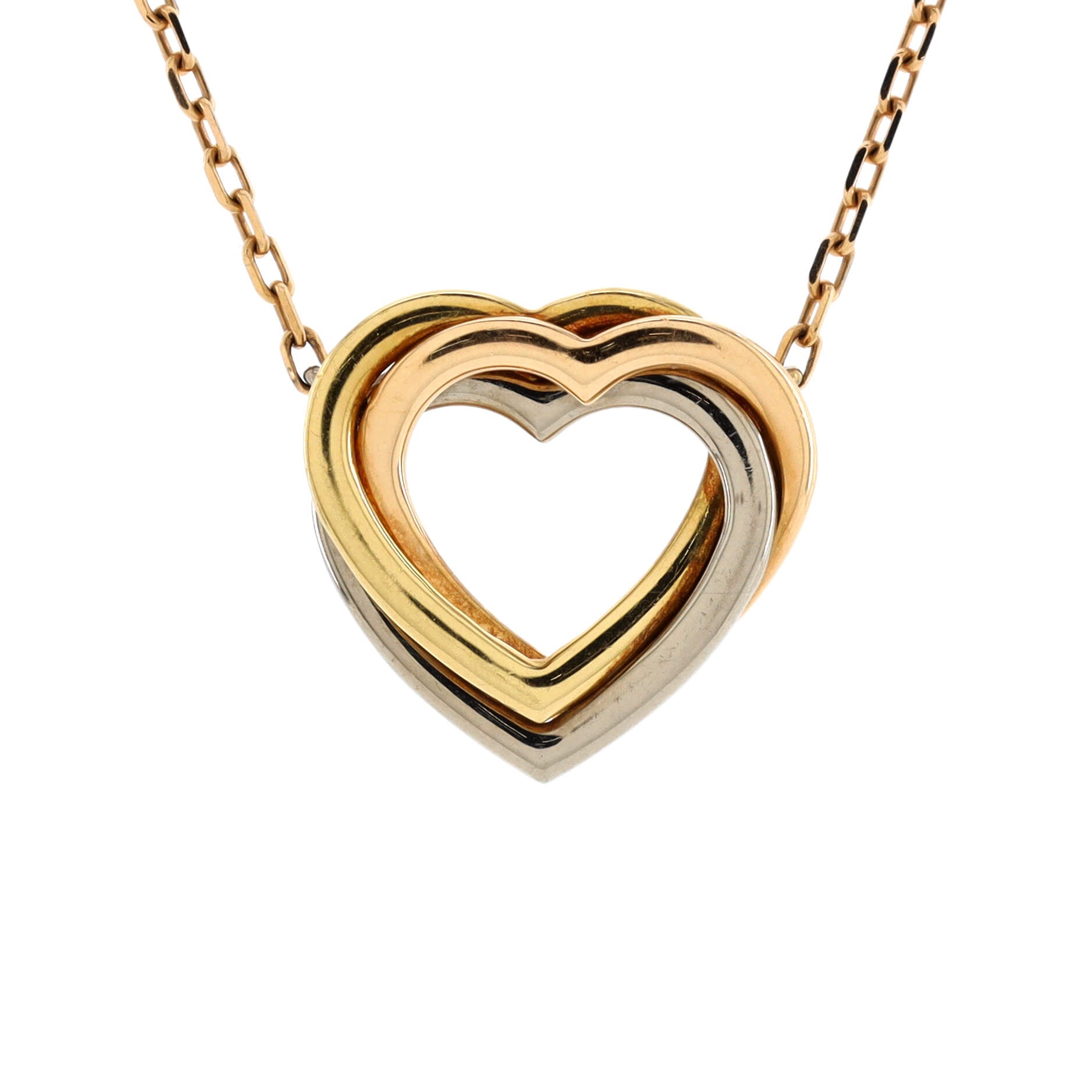 Trinity Heart Pendant Necklace 18K Tricolor Gold