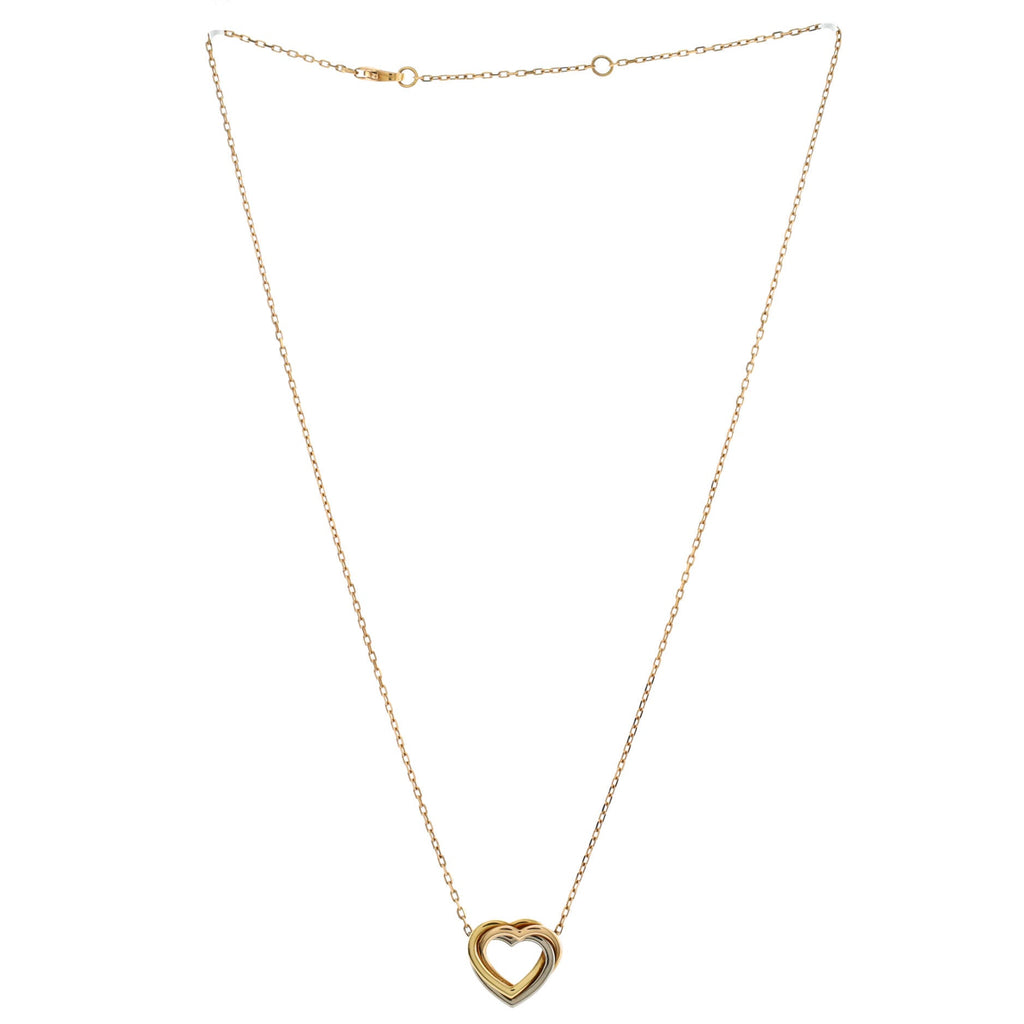 Trinity Heart Pendant Necklace 18K Tricolor Gold