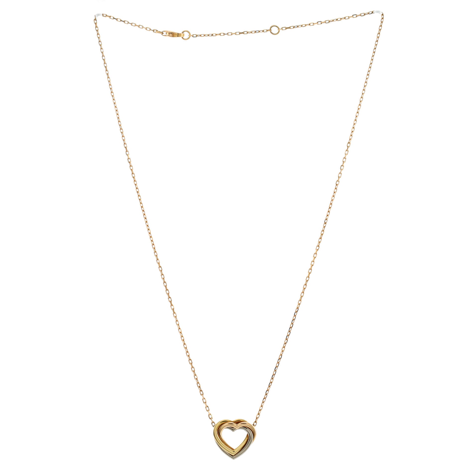 Trinity Heart Pendant Necklace 18K Tricolor Gold