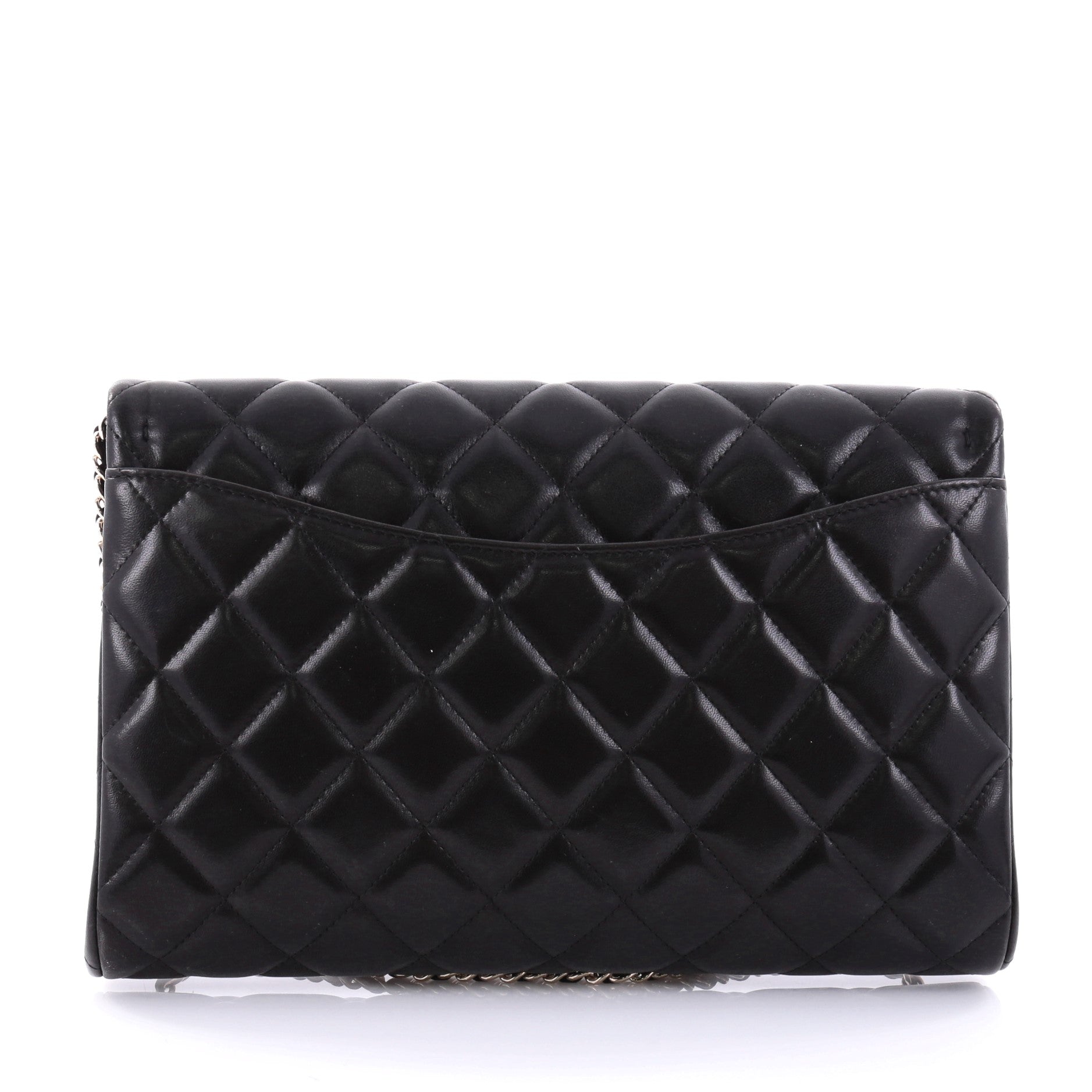 Clutch with Chain Quilted Lambskin