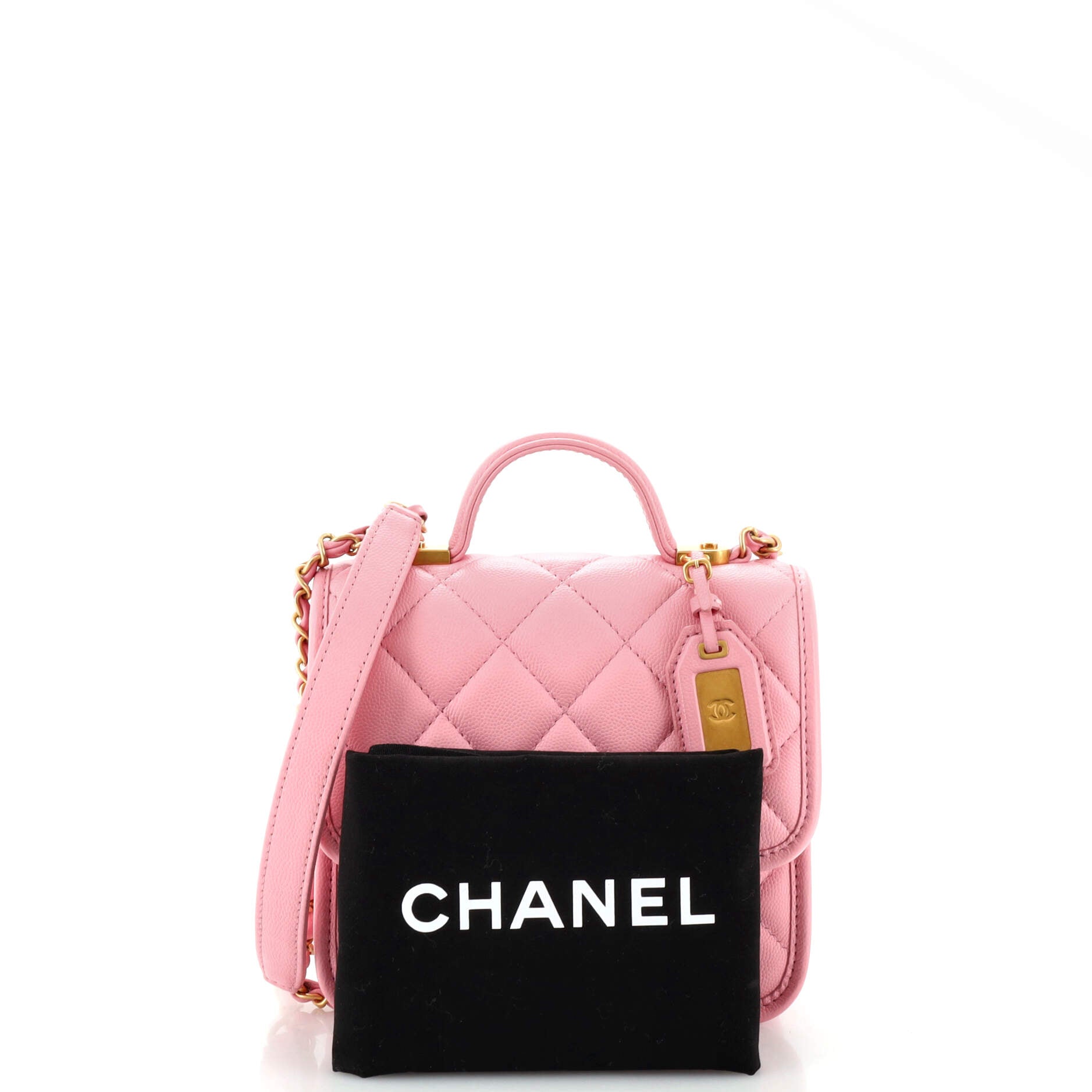 School Memory Top Handle Flap Bag Quilted Caviar Mini