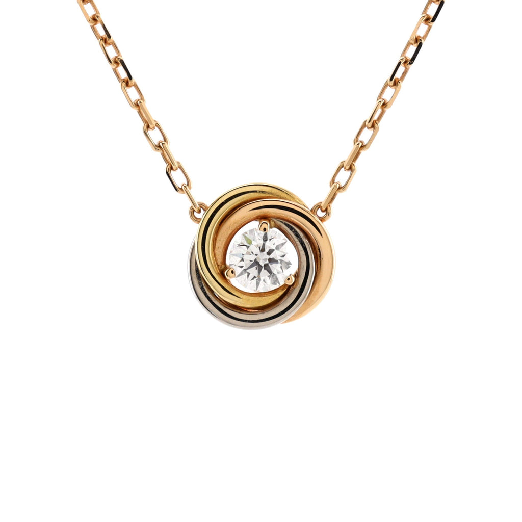 Trinity Diamond Pendant Necklace 18K Tricolor Gold and Diamond