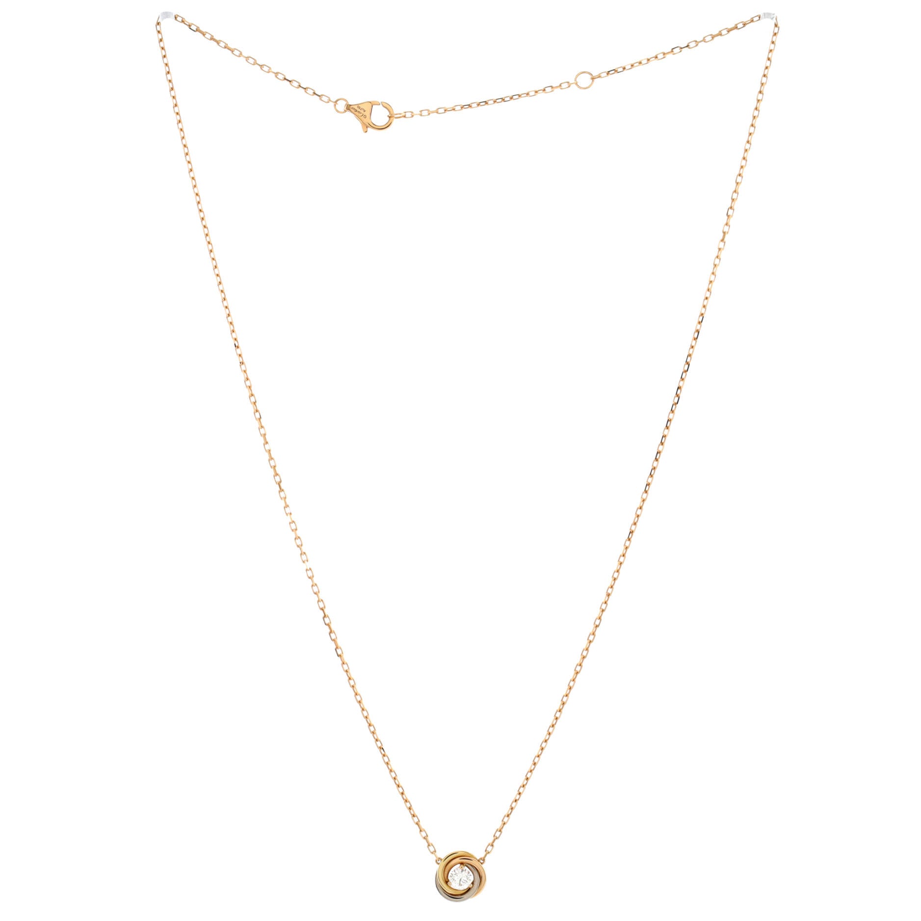 Trinity Diamond Pendant Necklace 18K Tricolor Gold and Diamond