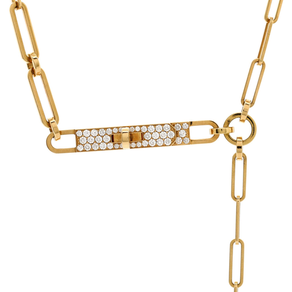 Kelly Chaine Lariat Necklace 18K Yellow Gold and Pave Diamonds Small