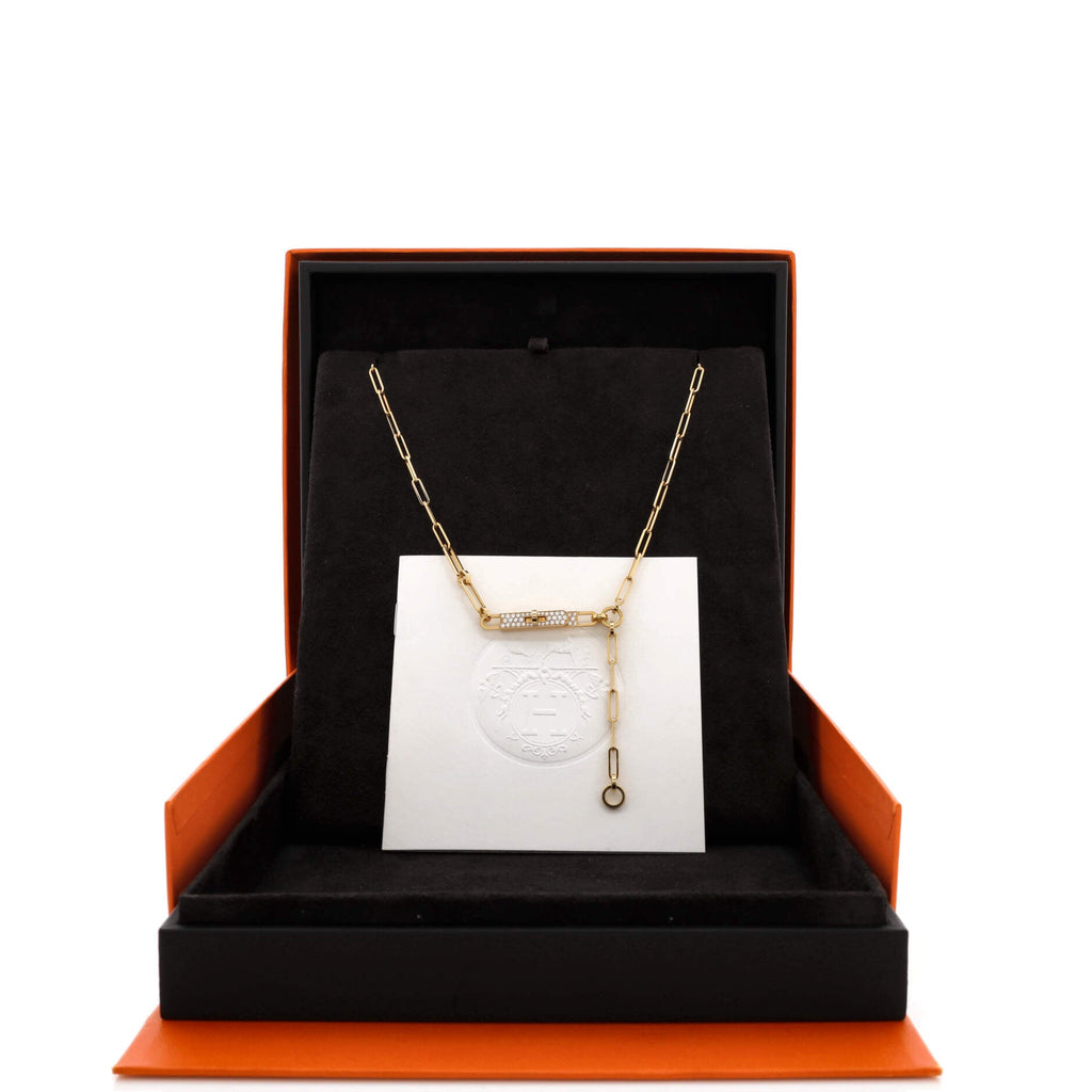 Kelly Chaine Lariat Necklace 18K Yellow Gold and Pave Diamonds Small