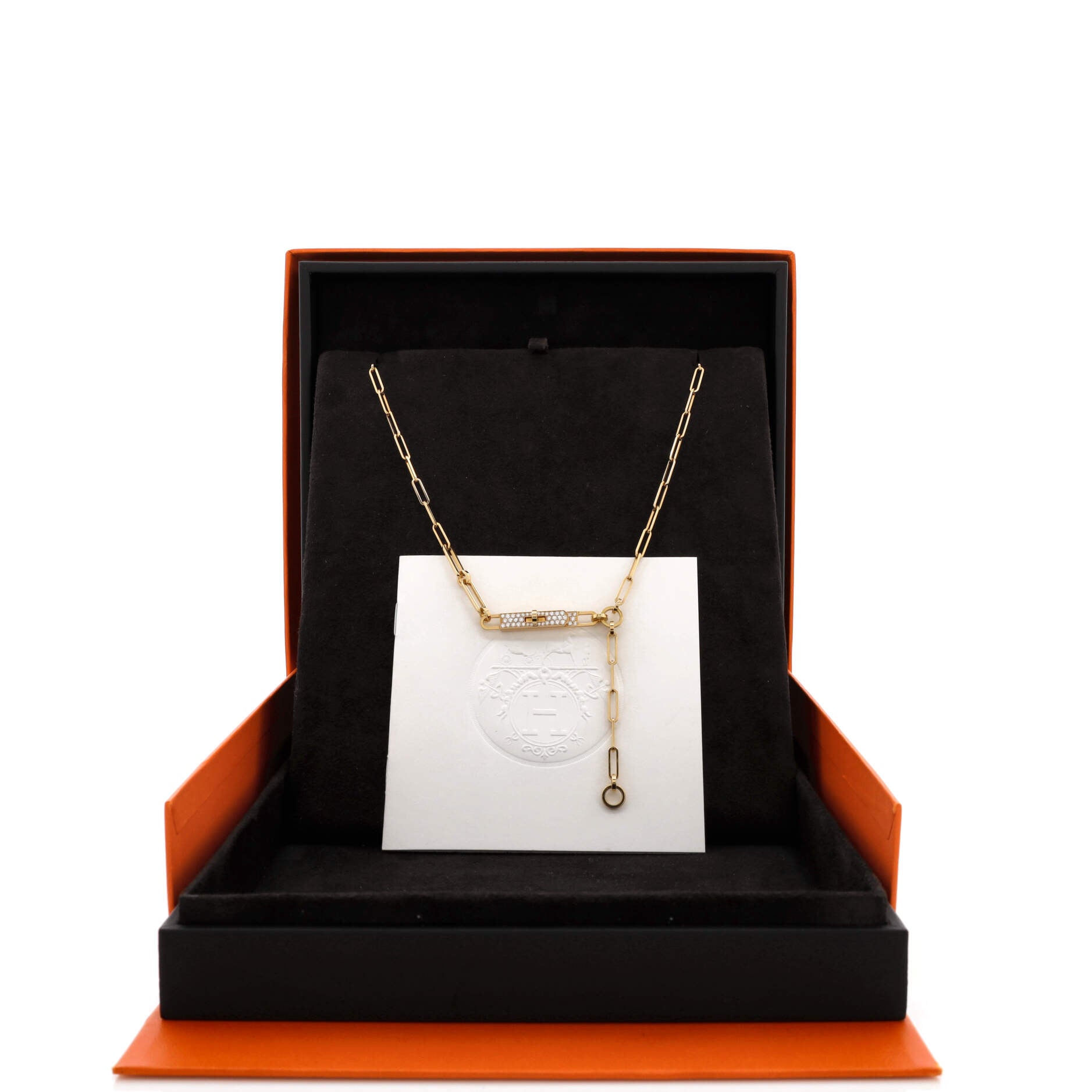 Kelly Chaine Lariat Necklace 18K Yellow Gold and Pave Diamonds Small