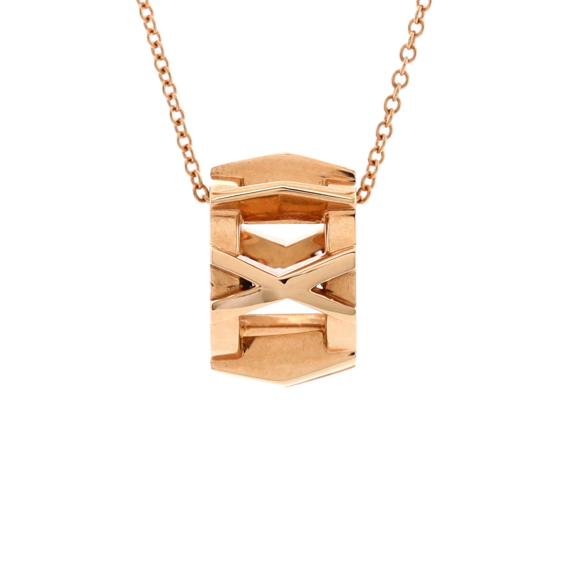 Atlas X Open Pendant Necklace 18K Rose Gold