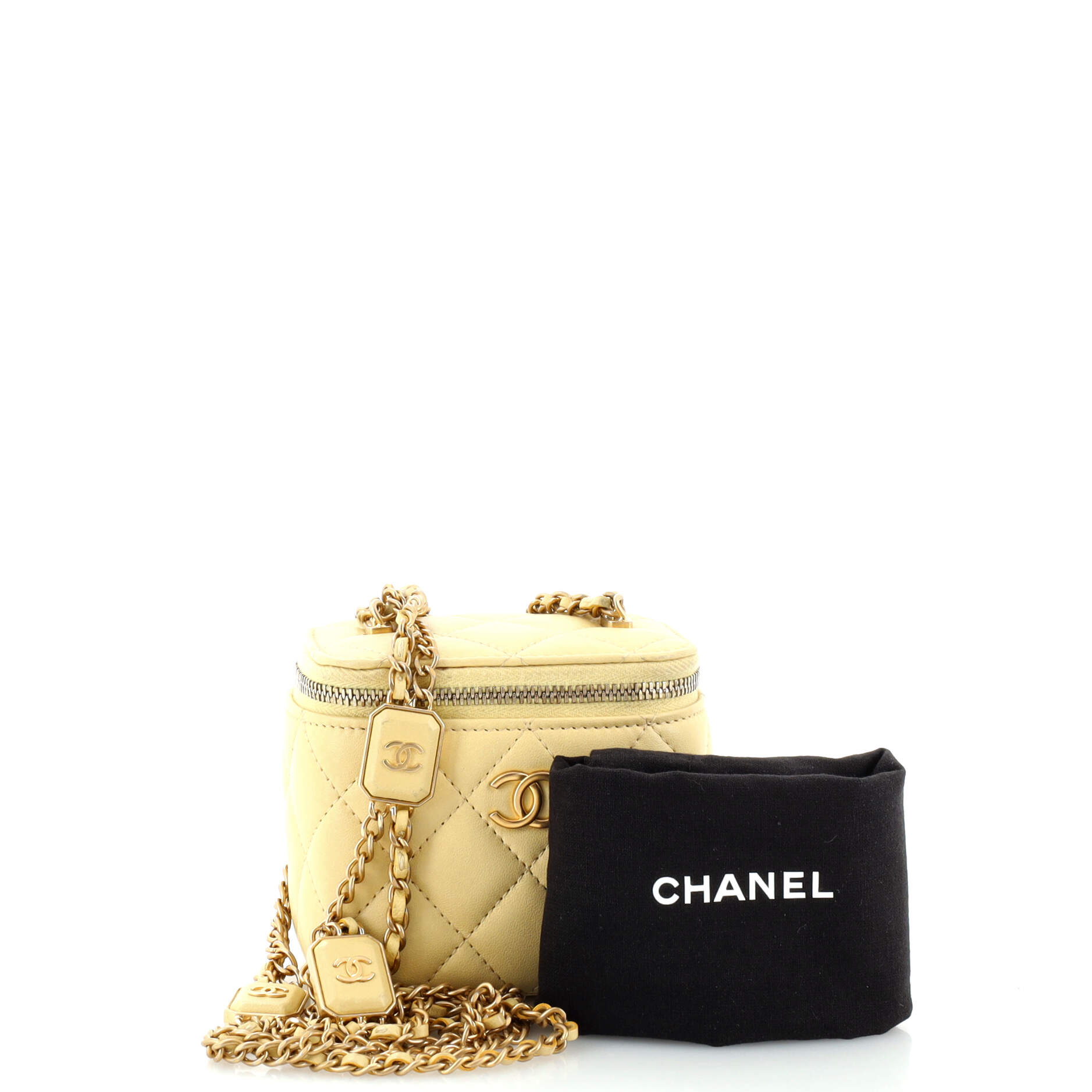 Sugar Cube Vanity Case with Chain Quilted Lambskin Mini