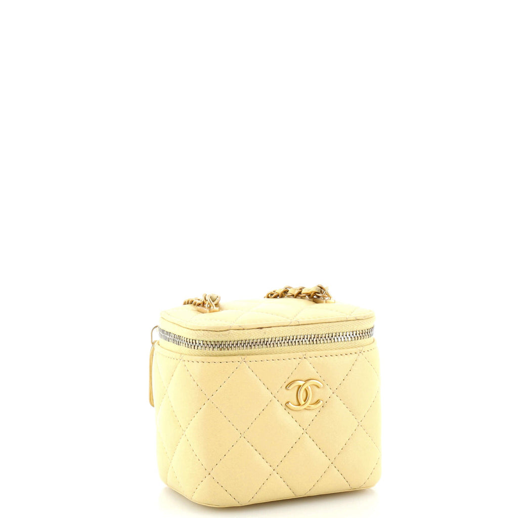 Sugar Cube Vanity Case with Chain Quilted Lambskin Mini