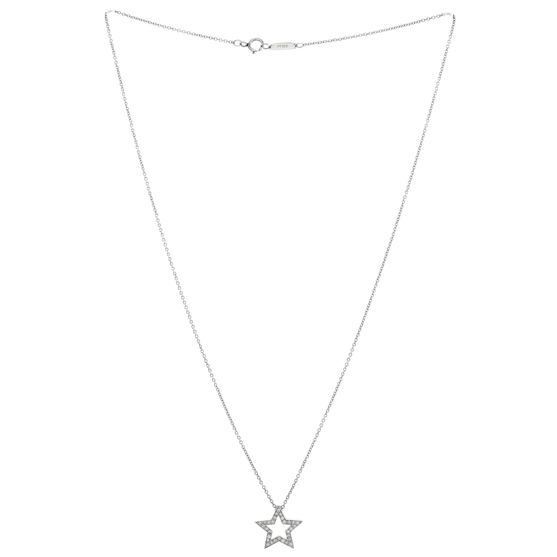Star Pendant Necklace Platinum with Diamonds