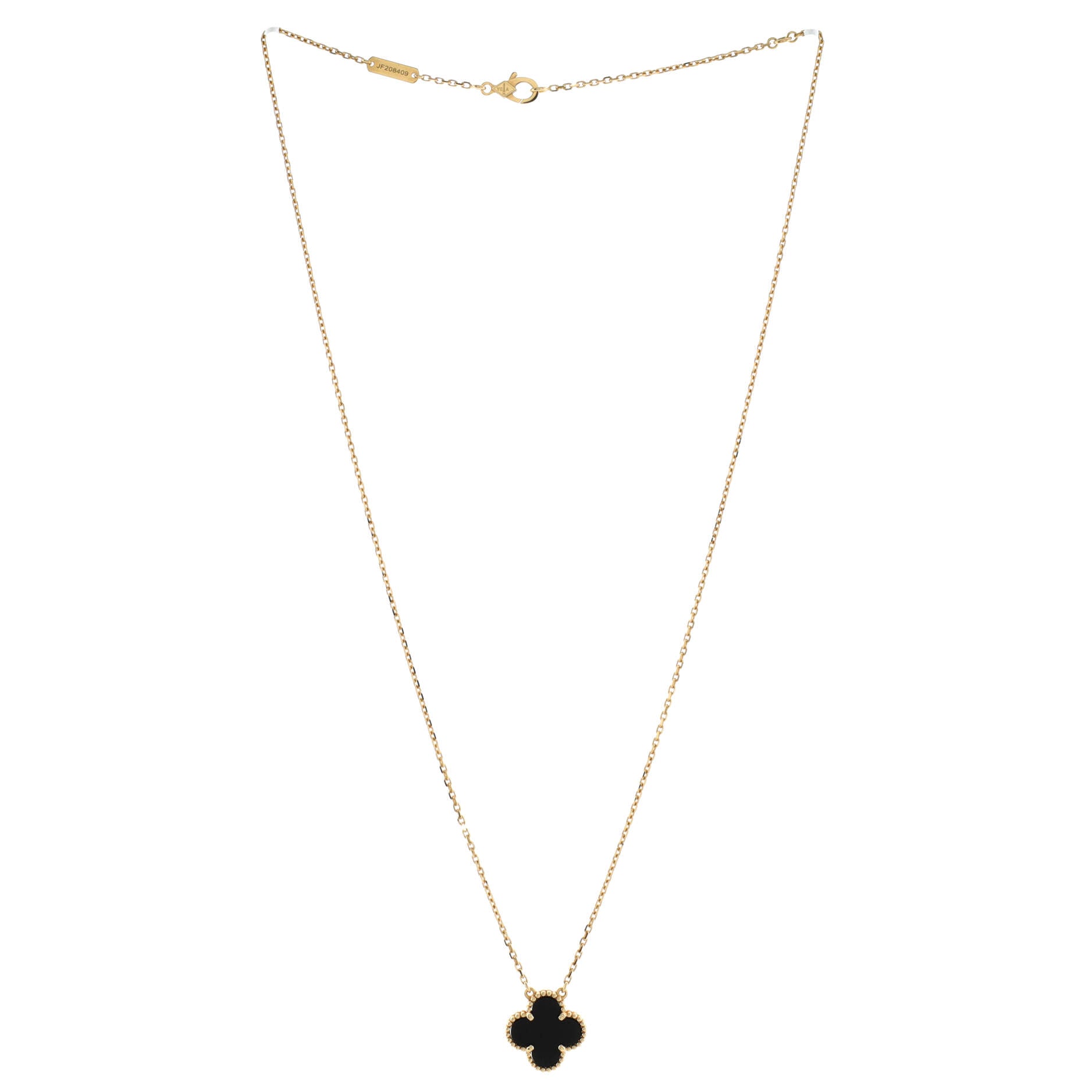 Vintage Alhambra Pendant Necklace 18K Yellow Gold and Onyx