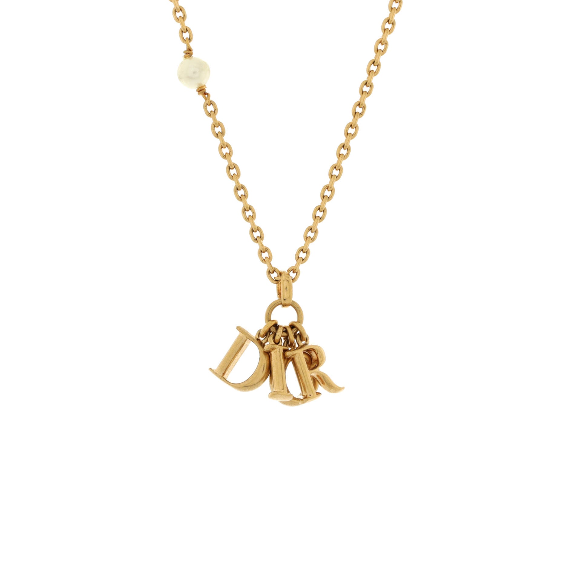 Logo Necklace Metal with Faux Pearls