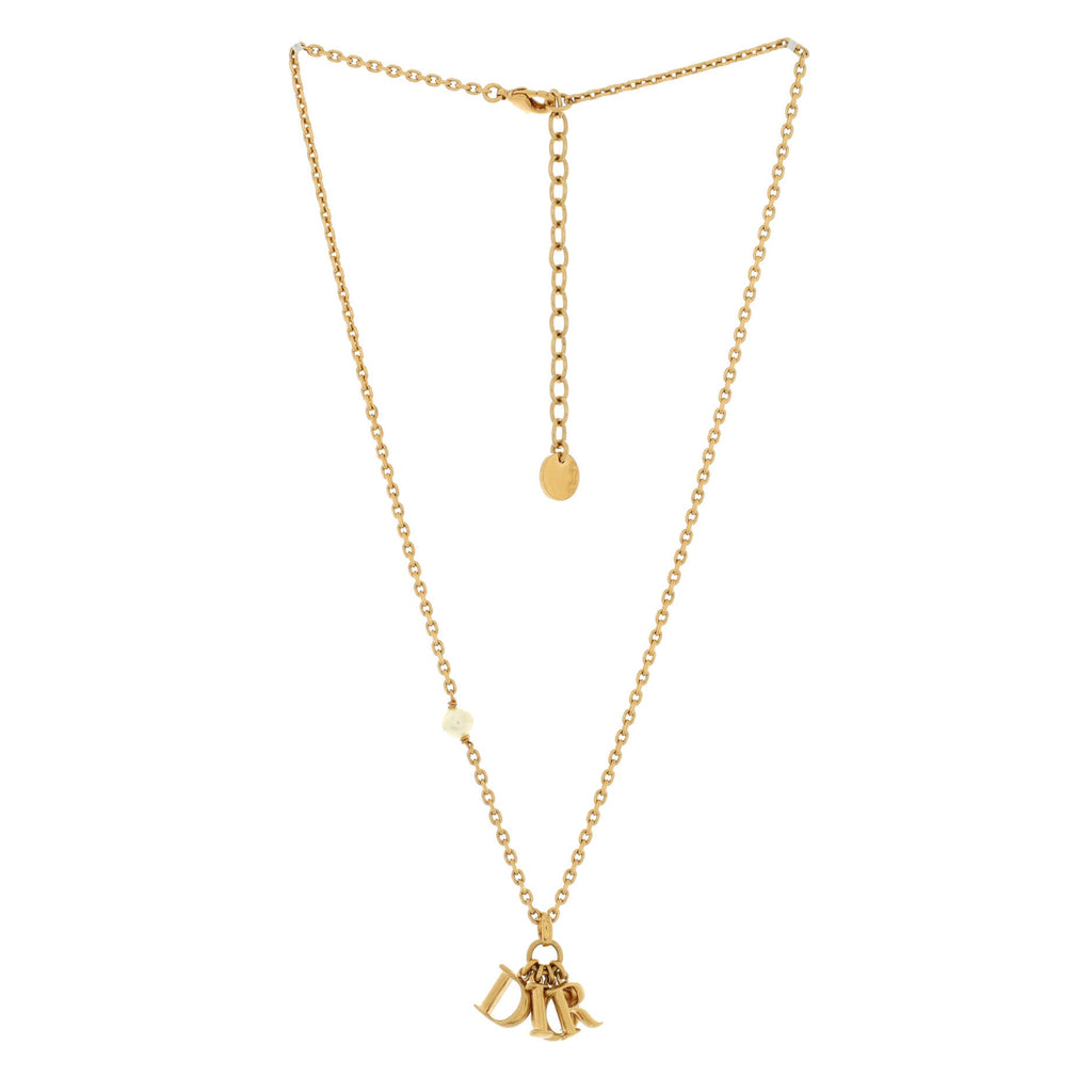 Logo Necklace Metal with Faux Pearls