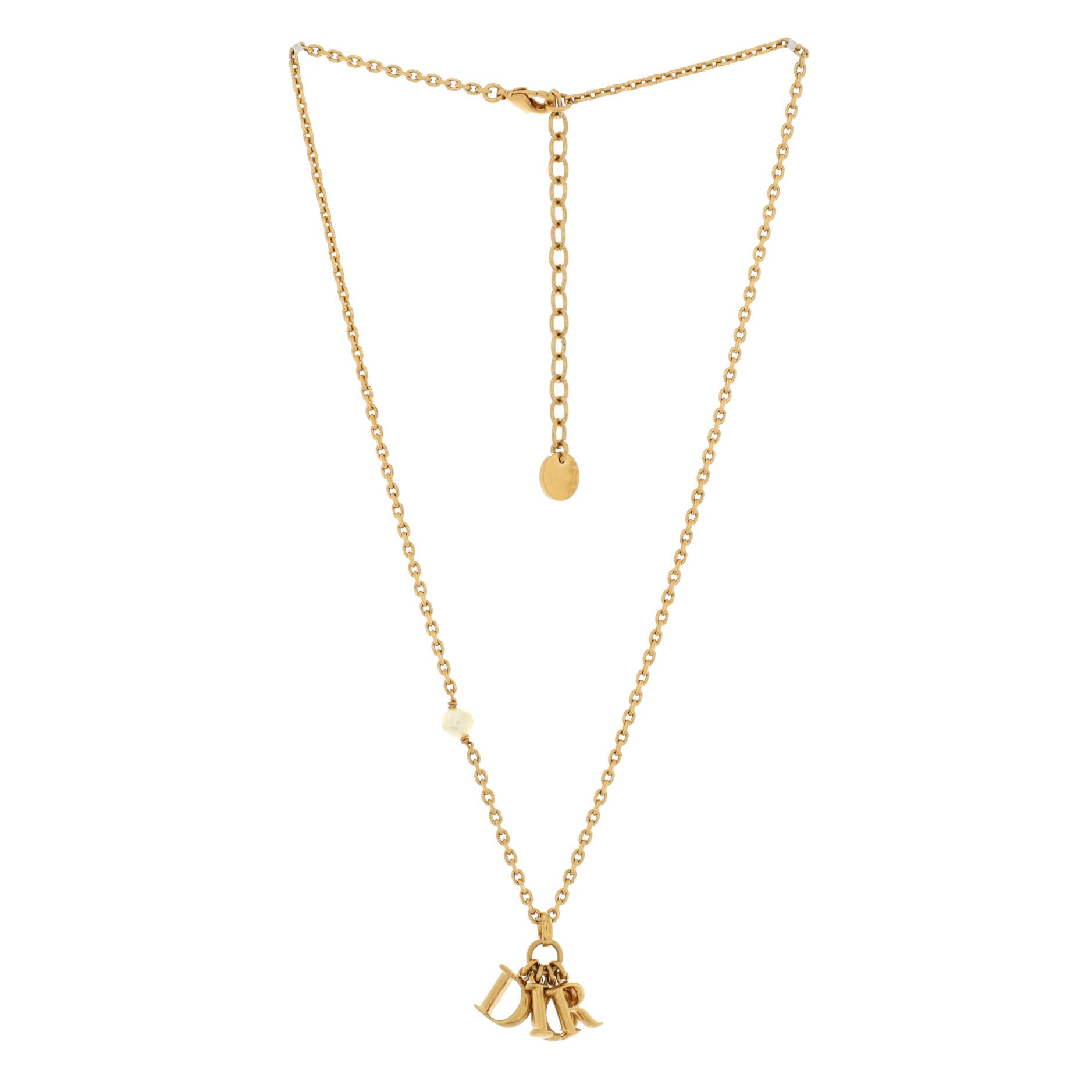 Logo Necklace Metal with Faux Pearls