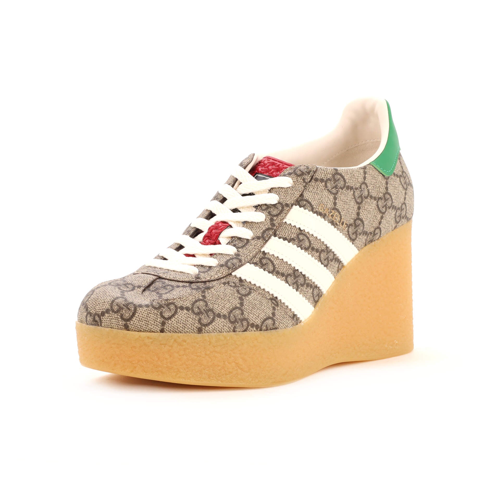 x Adidas Women's Gazelle Wedge Sneakers GG Coated Canvas with Rubber