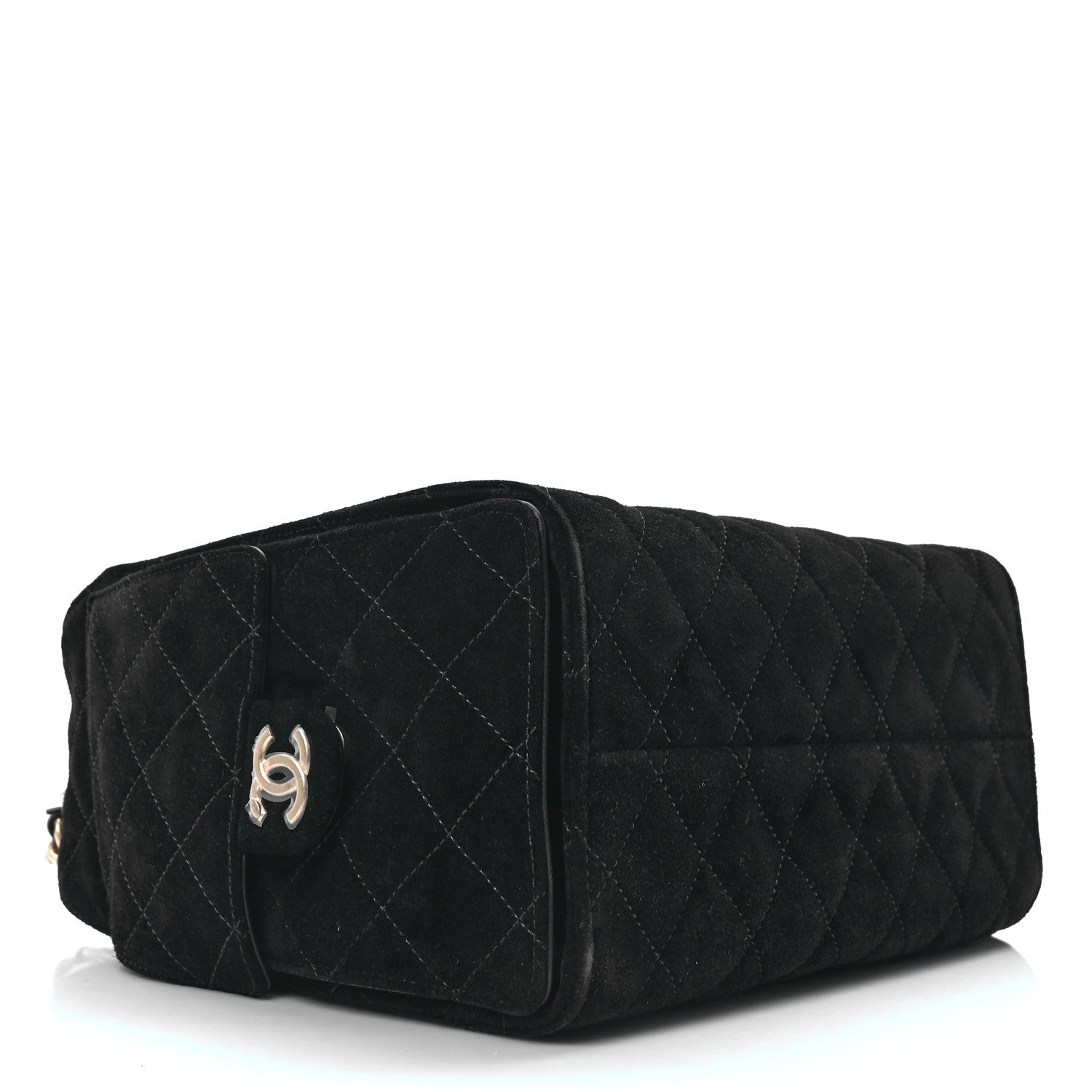 Suede Quilted Small Chanel 25 Handbag Black