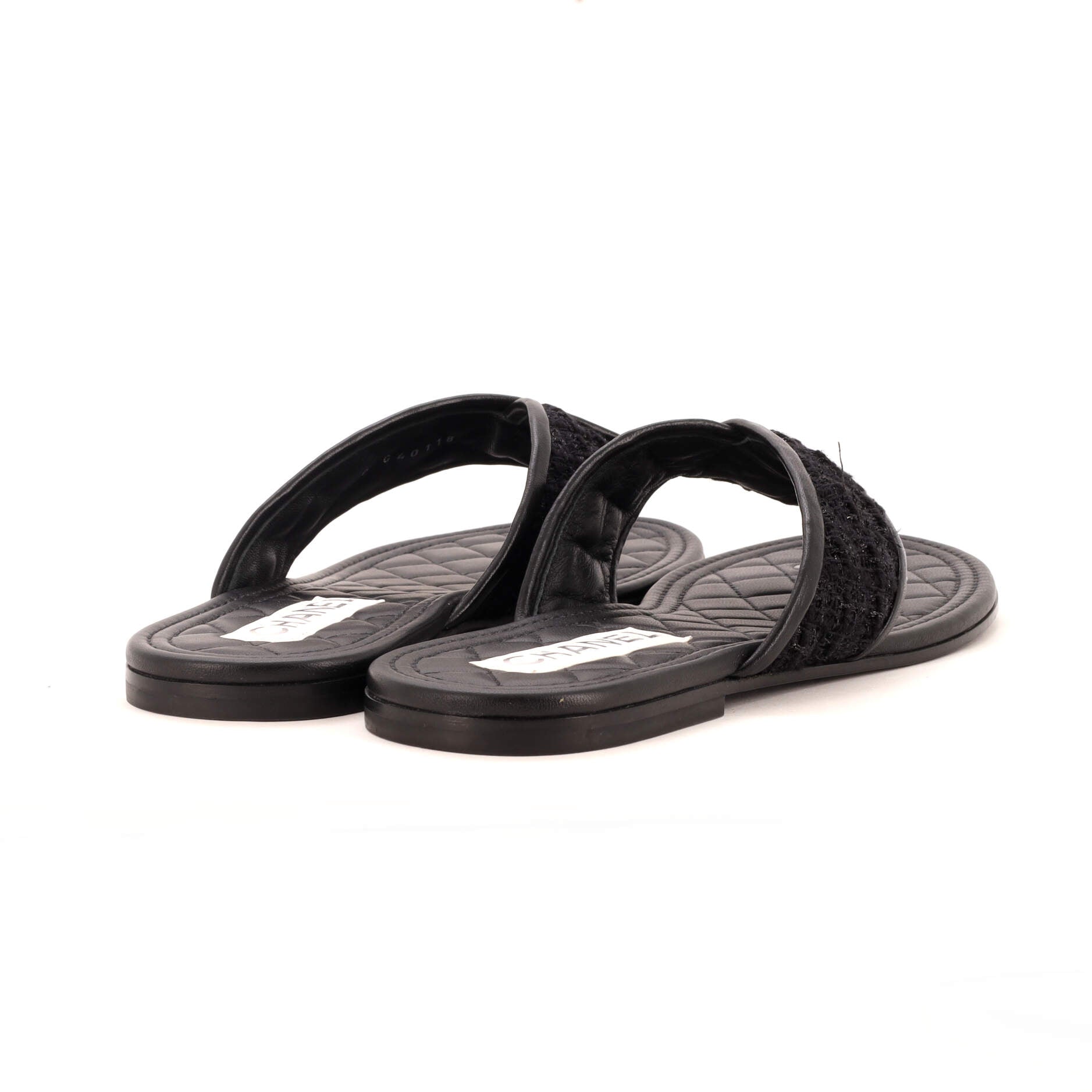 Women's CC Logo Thong Sandals Tweed and Leather