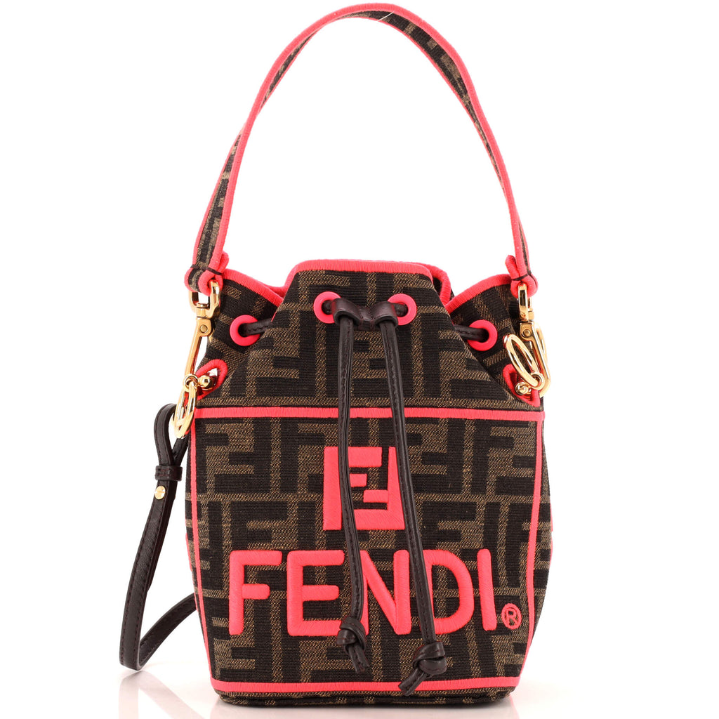 Roma Amor Mon Tresor Bucket Bag Embroidered Zucca Canvas Mini