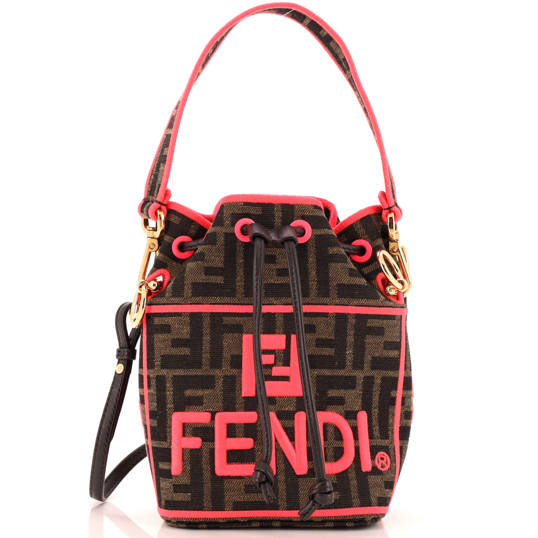 Roma Amor Mon Tresor Bucket Bag Embroidered Zucca Canvas Mini
